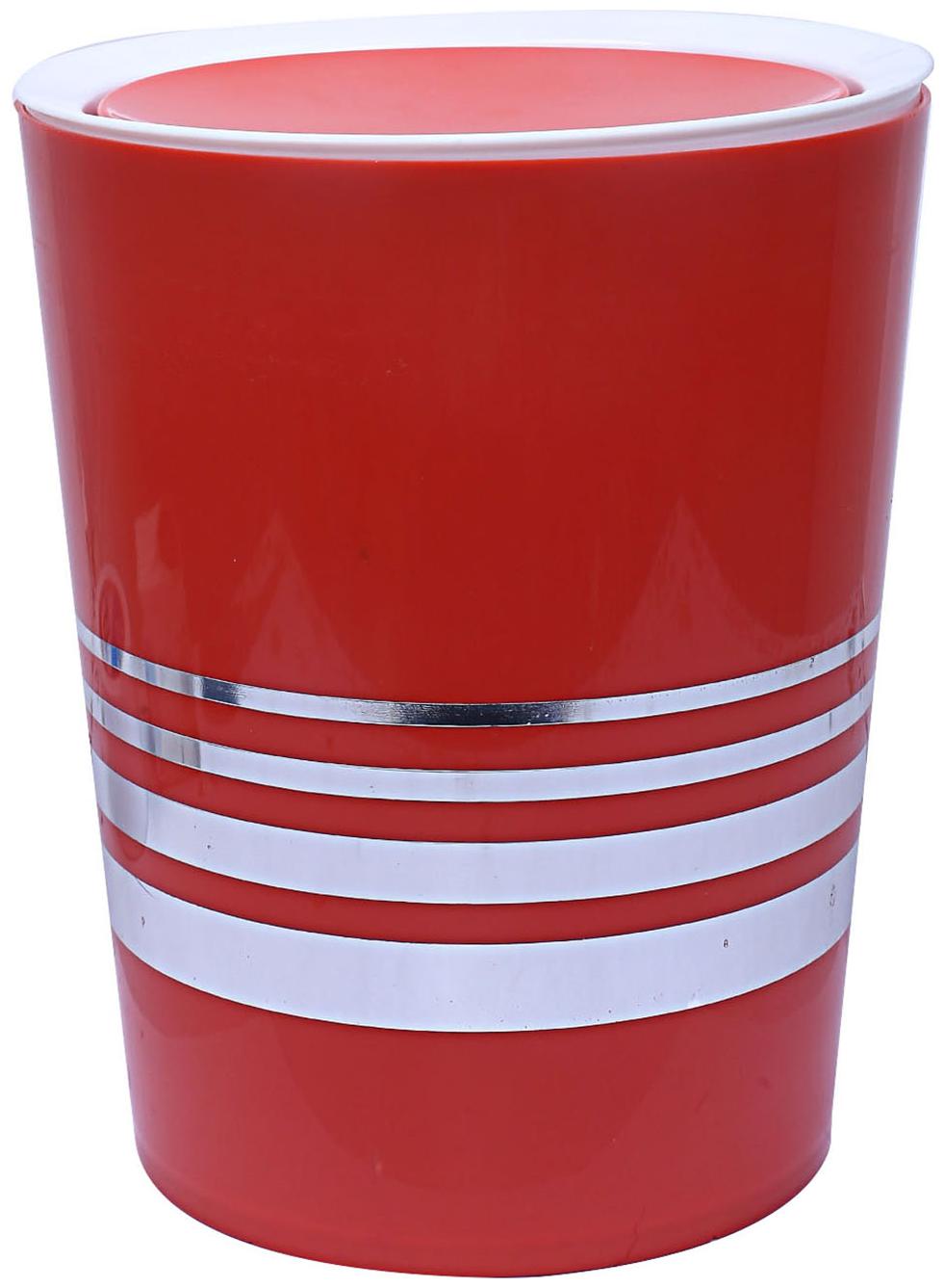 

Kuber Industries Plastic Swing Lid Garbage Waste Dustbin 5 L (Red) - CTHH13411