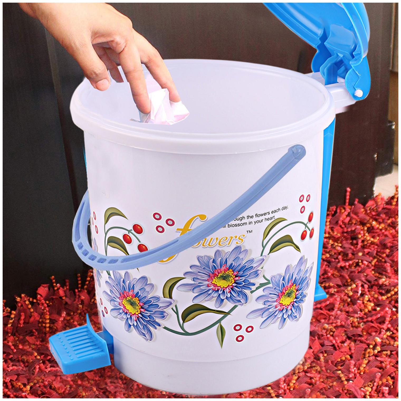 

Kuber Industries Virgin Plastic Medium Size Dustbin Garbage Bin (Blue) CTHH10524
