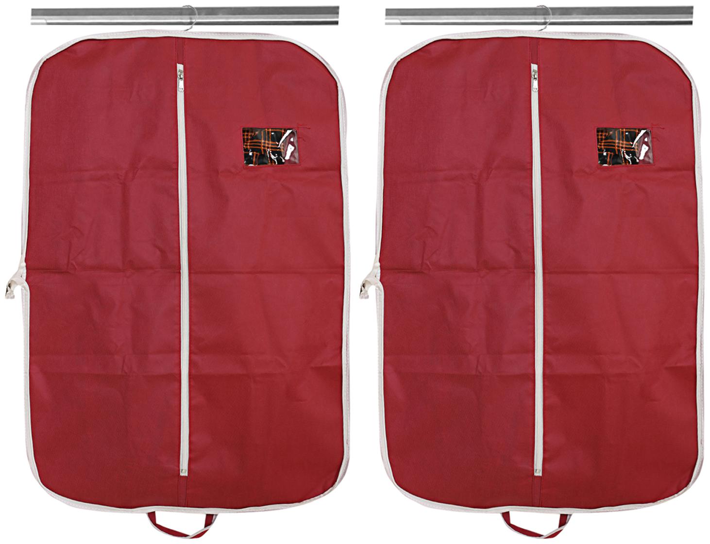 

Kuber Industries 2 pcs Foldable Non Woven Coat Blazer Cover (Maroon) CTHH10080
