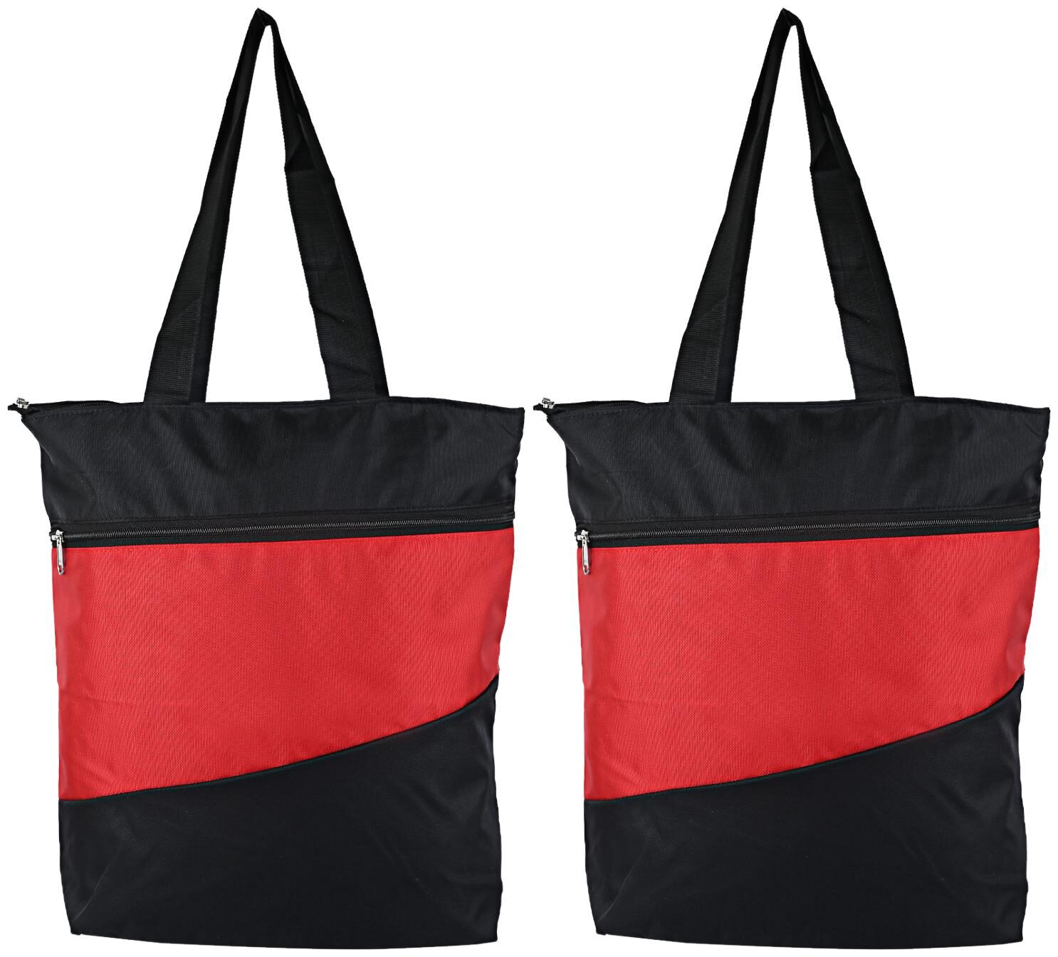 

Kuber Industries Rexene 2 pc Small Size Shopping Bag (Red Black)- CTHH10359