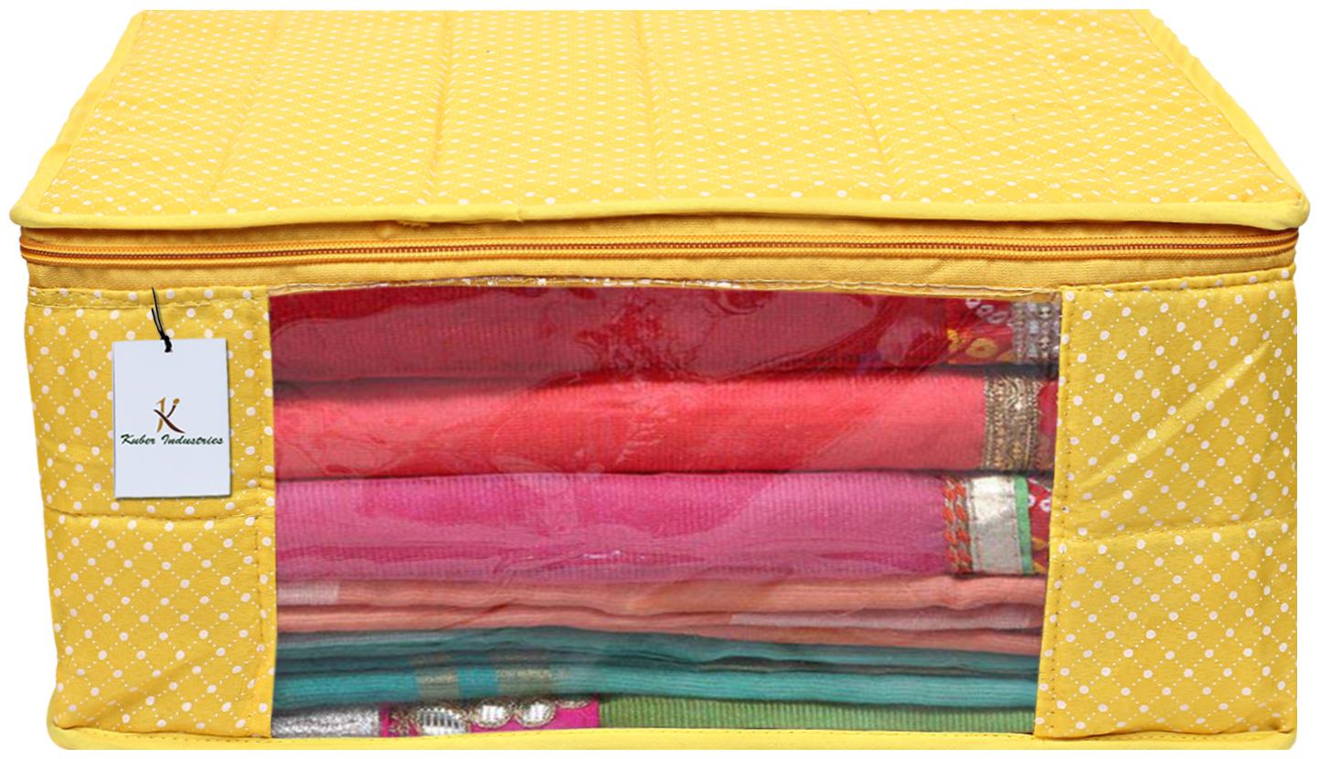 

Kuber Industries Polka Dots 1 Piece Cotton 3 Layered Quilted Saree Cover Yellow- CTHH22303
