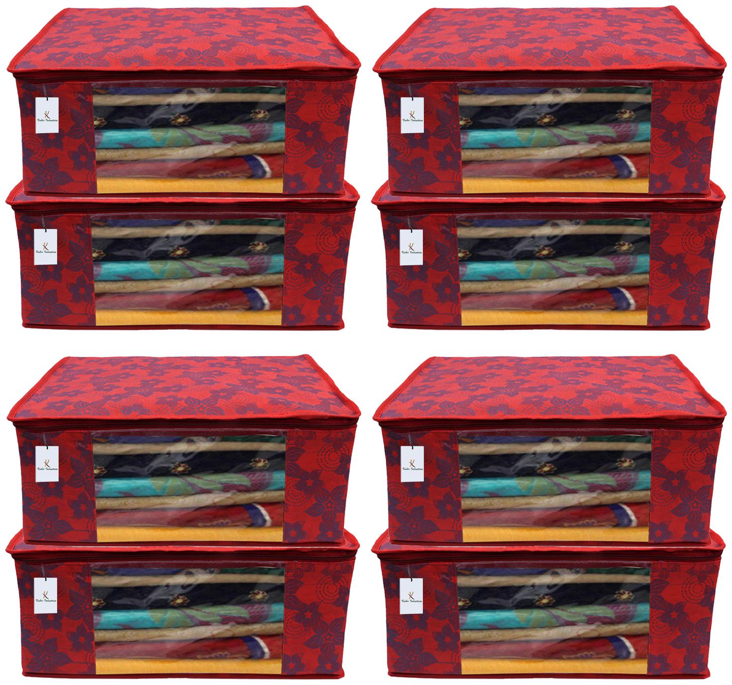 

Kuber Industries 8 pc Non Woven Saree Cover Set Red Large Size CTHH11576