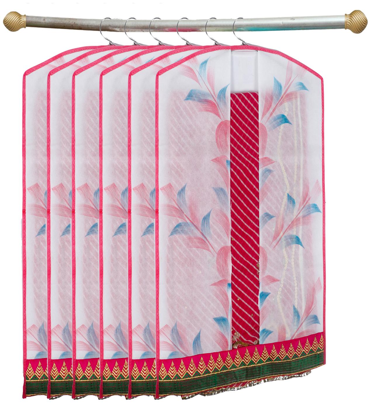 

Kuber Industries Printed 6 Piece Non Woven Hanging Embroidered Saree Cover Wardrobe Organiser (Pink) - CTHH13718