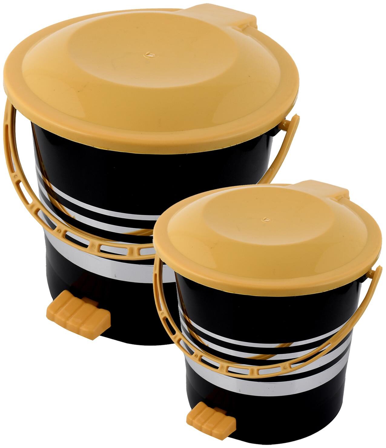 

Kuber Industries 2 pcs Plastic Dustbin Garbage Bin with Handle 5 L 10 L (Yellow) - CTHH17429