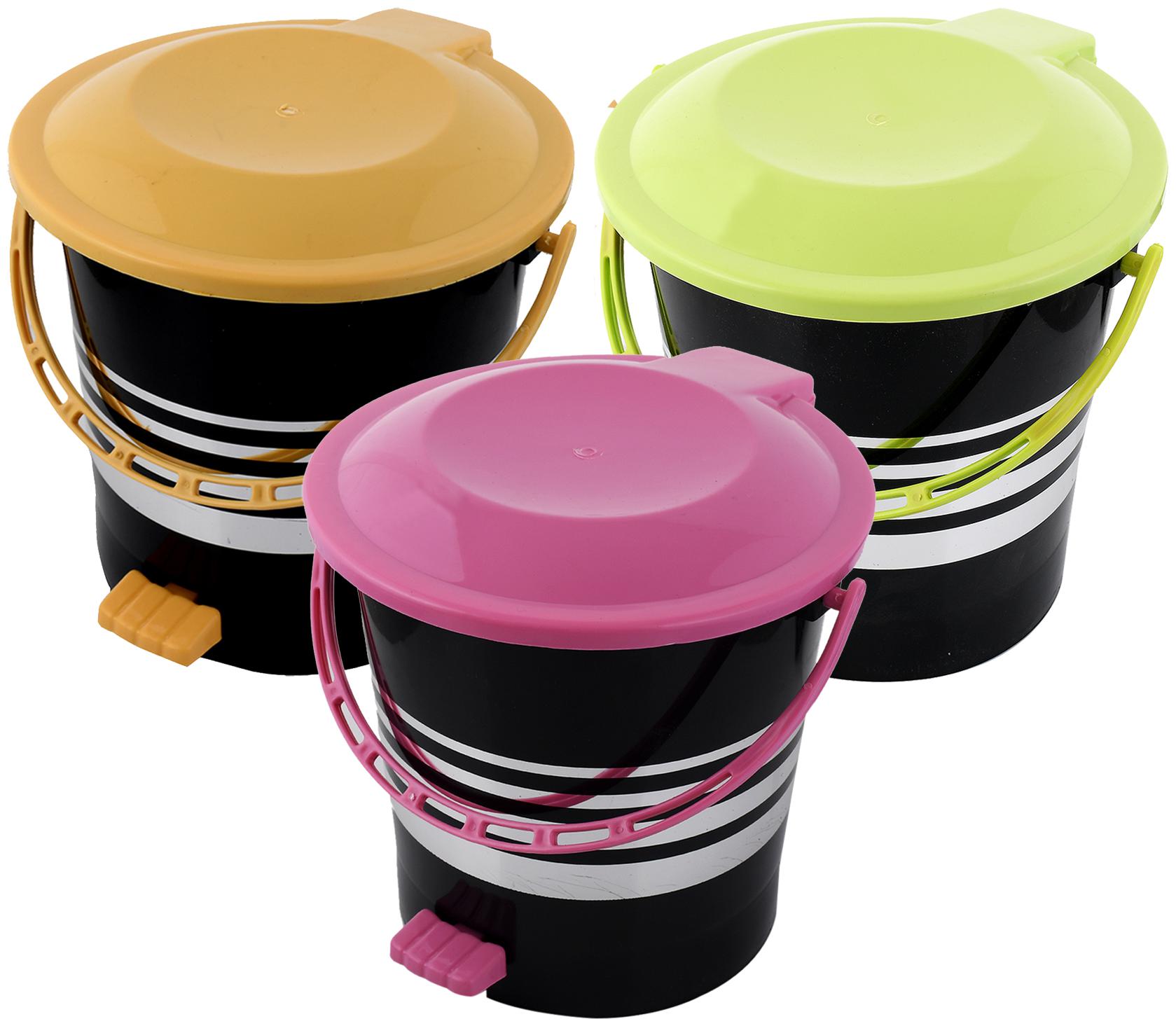 

Kuber Industries 3 pcs Plastic Dustbin Garbage Bin with Handle 5 L (Yellow Pink Green) - CTHH17384