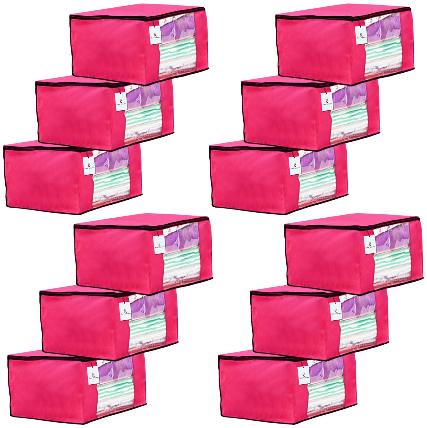 

Kuber Industries 12 Piece Non Woven Fabric Saree Cover Set with Transparent Window Extra Large Pink CTHH14068