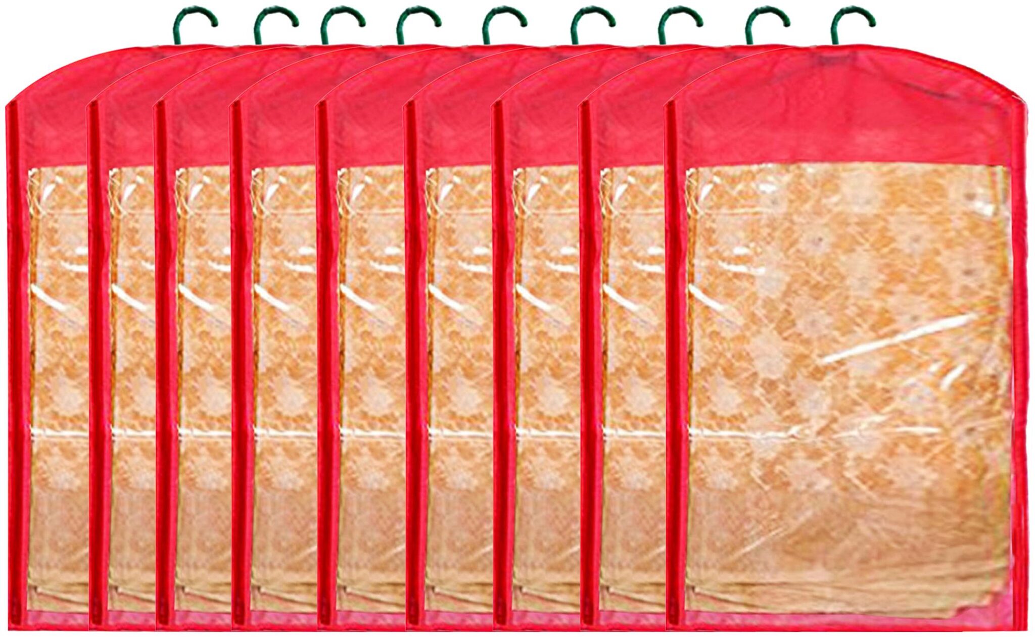 

Kuber Industries 9 pcs Non Woven Hanging Saree Cover Wardrobe Organiser With Hanger (Red) - CTHH14697