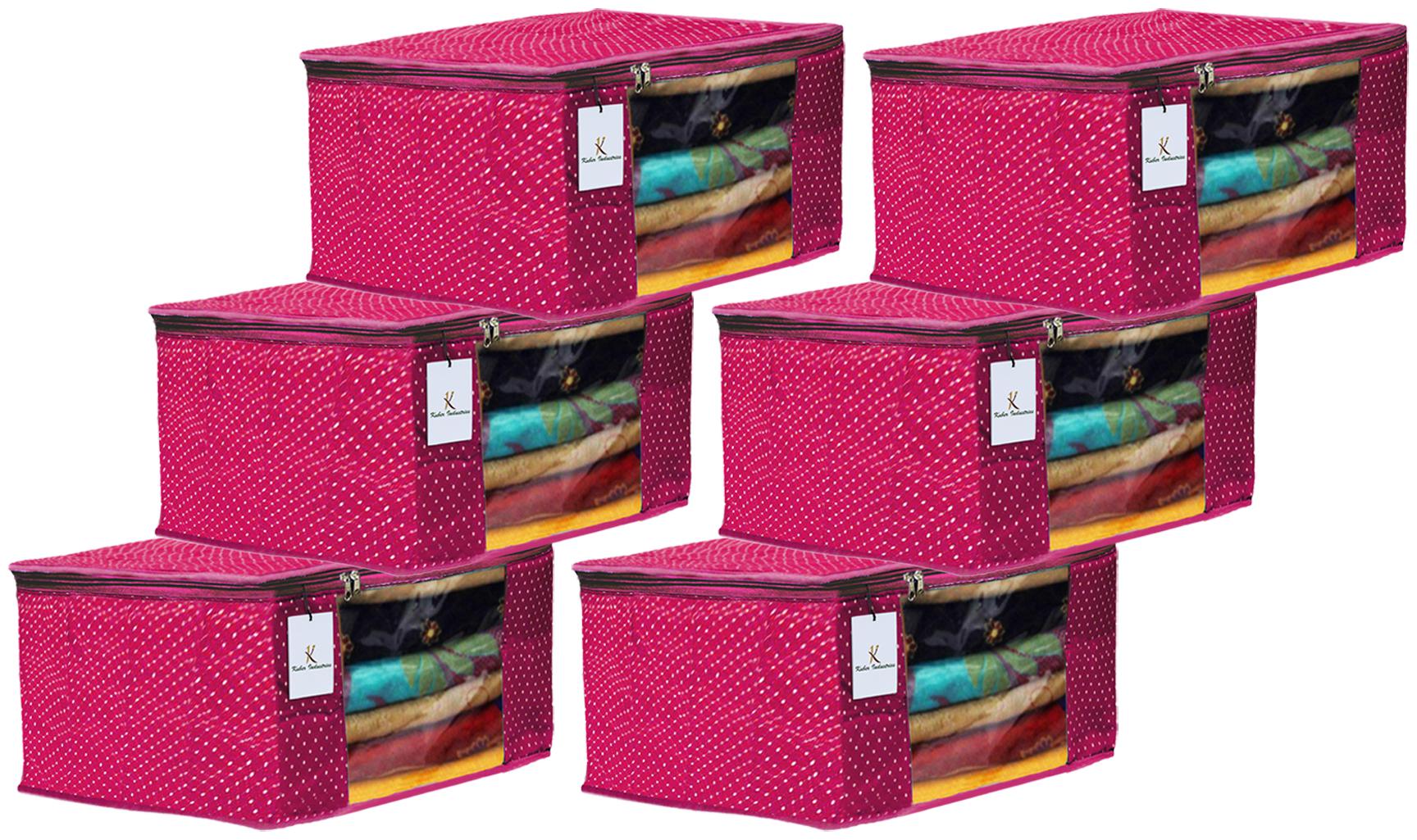 

Kuber Industries Polka Dots 6 pcs Cotton 3 Layered Quilted Saree Cover (Rani) - CTHH14785