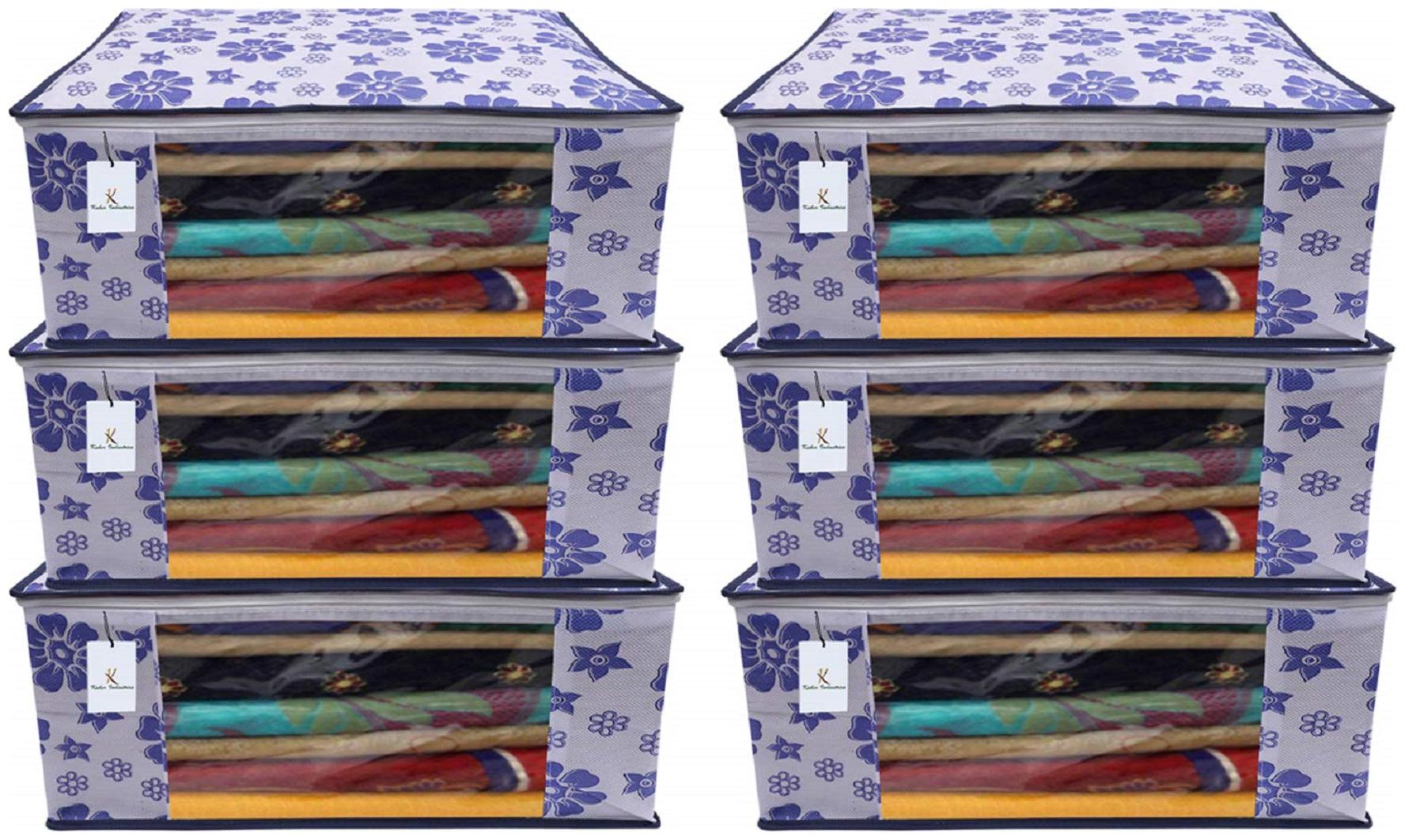 

Kuber Industries 6 pc Non Woven Saree Cover Set Royal Blue CTHH11743