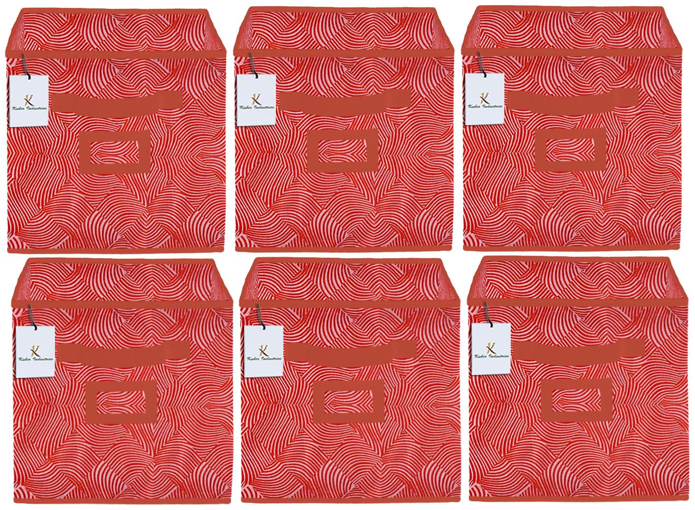 

Kuber Industries Laheriya Design Non Woven 6 pcs Large Foldable Storage Organiser Cubes Boxes (Orange) - CTHH17144
