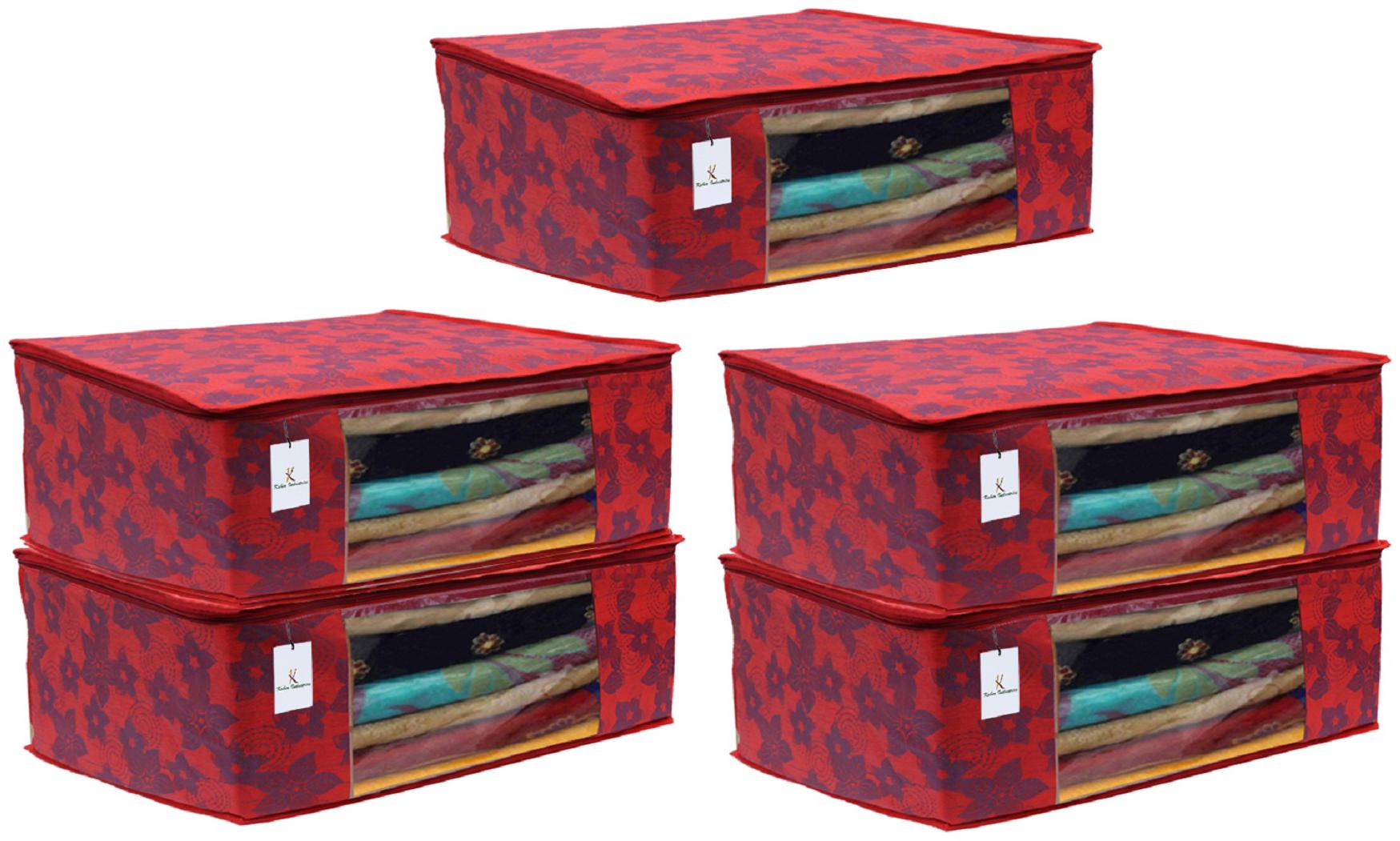 

Kuber Industries 5 pc Non Woven Saree Cover Set Red 7 Inches Height CTHH11585
