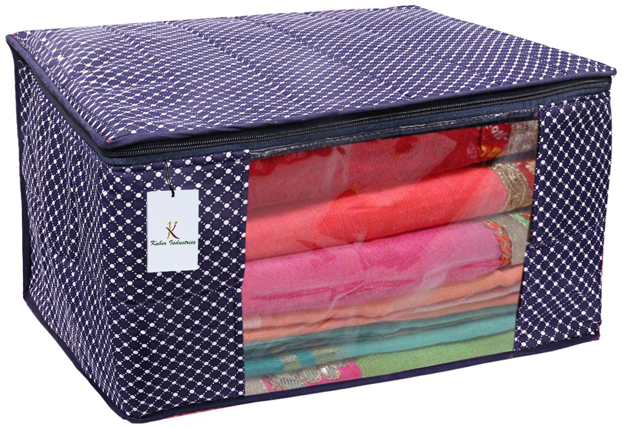 

Kuber Industries Cotton Three Layer Quilted Extra Large Saree Cover (Blue)- CTHH22060