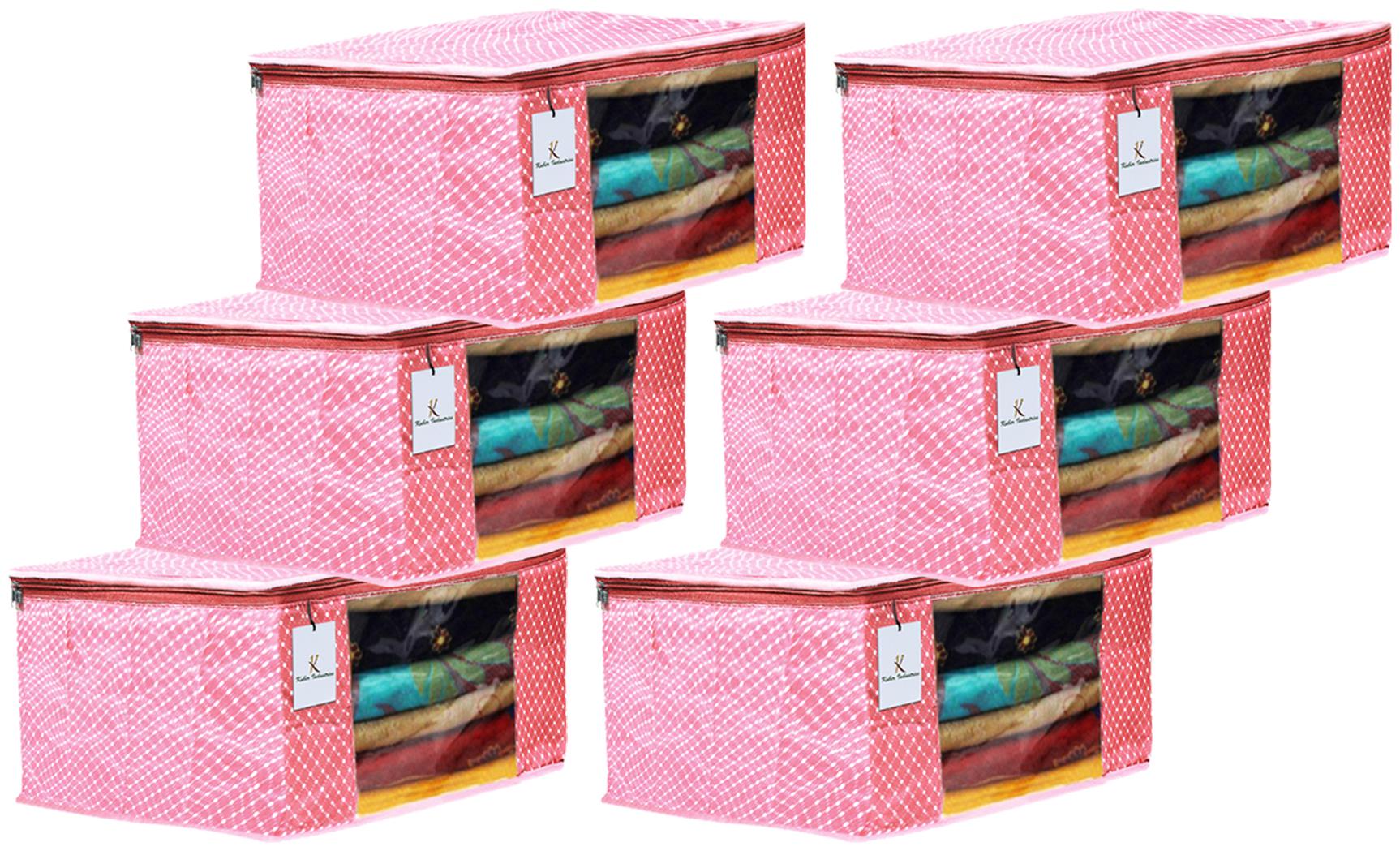 

Kuber Industries Polka Dots 6 pcs Cotton 3 Layered Quilted Saree Cover (Peach) - CTHH14780