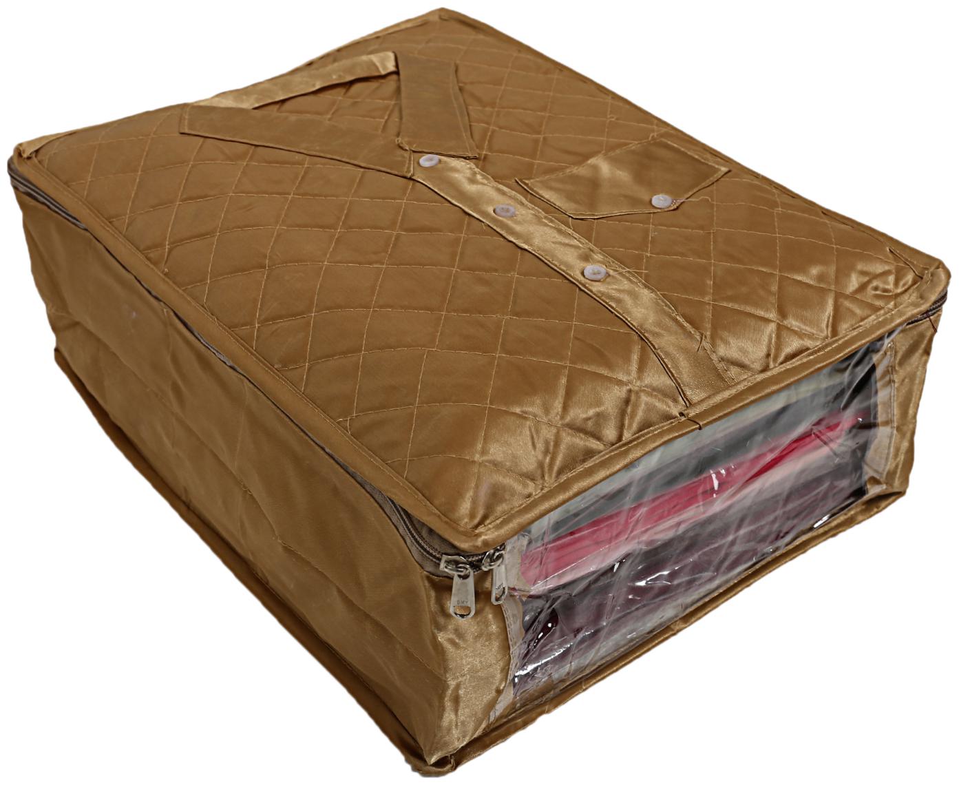

Kuber Industries Satin 1 pc Shirt Cover (Gold)- CTHH10352