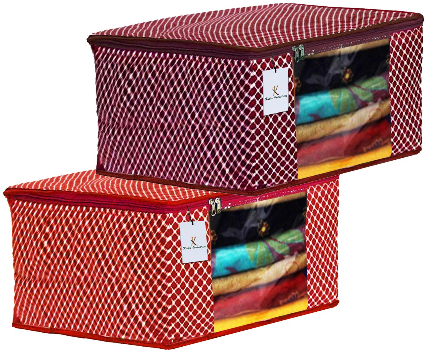 

Kuber Industries Polka Dots 2 pcs Cotton 3 Layered Quilted Saree Cover (Red Maroon) - CTHH14878
