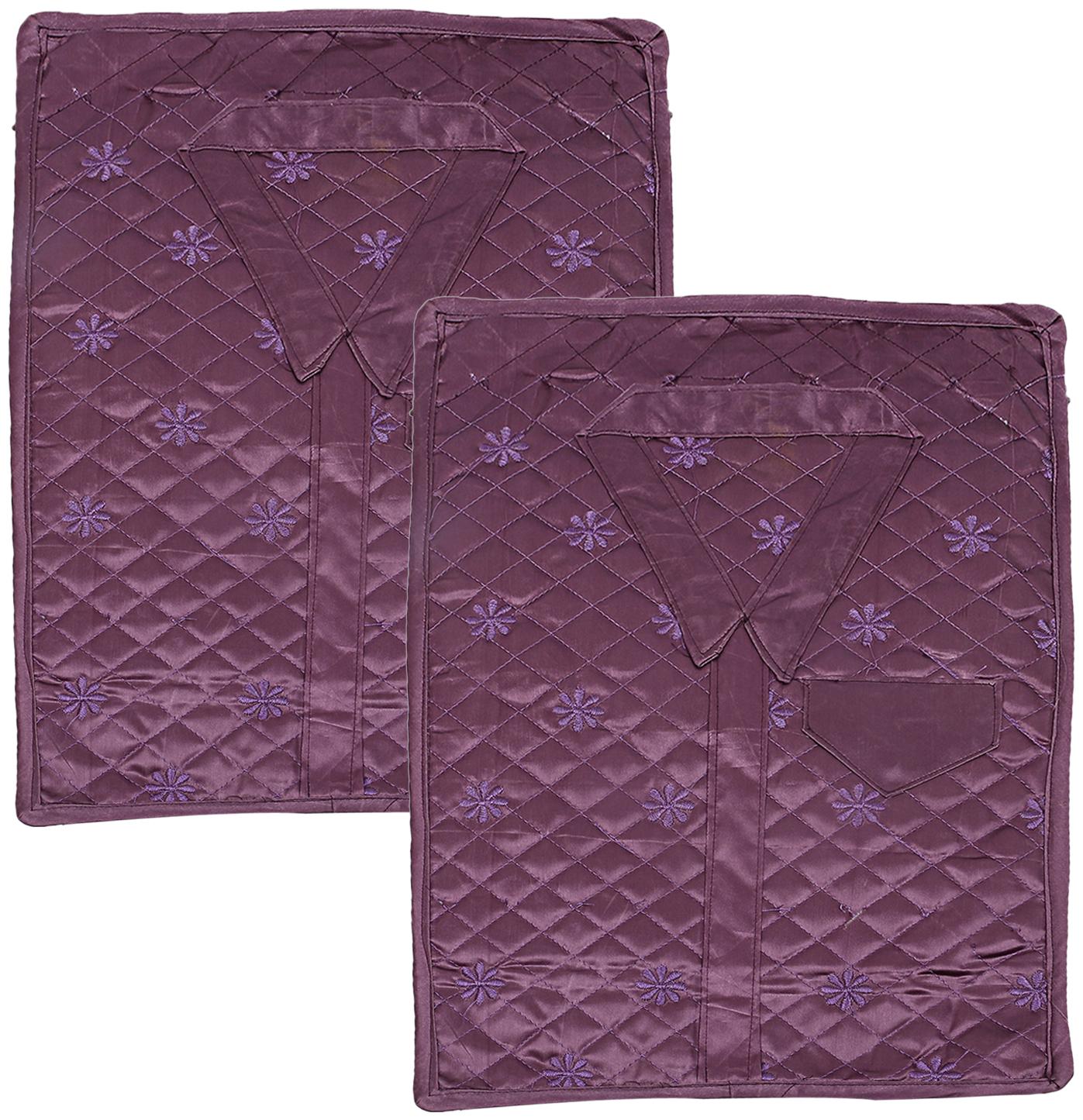 

Kuber Industries 3 Layered Quilted Satin 2 Pieces Shirt Cover (Purple) - CTHH21478