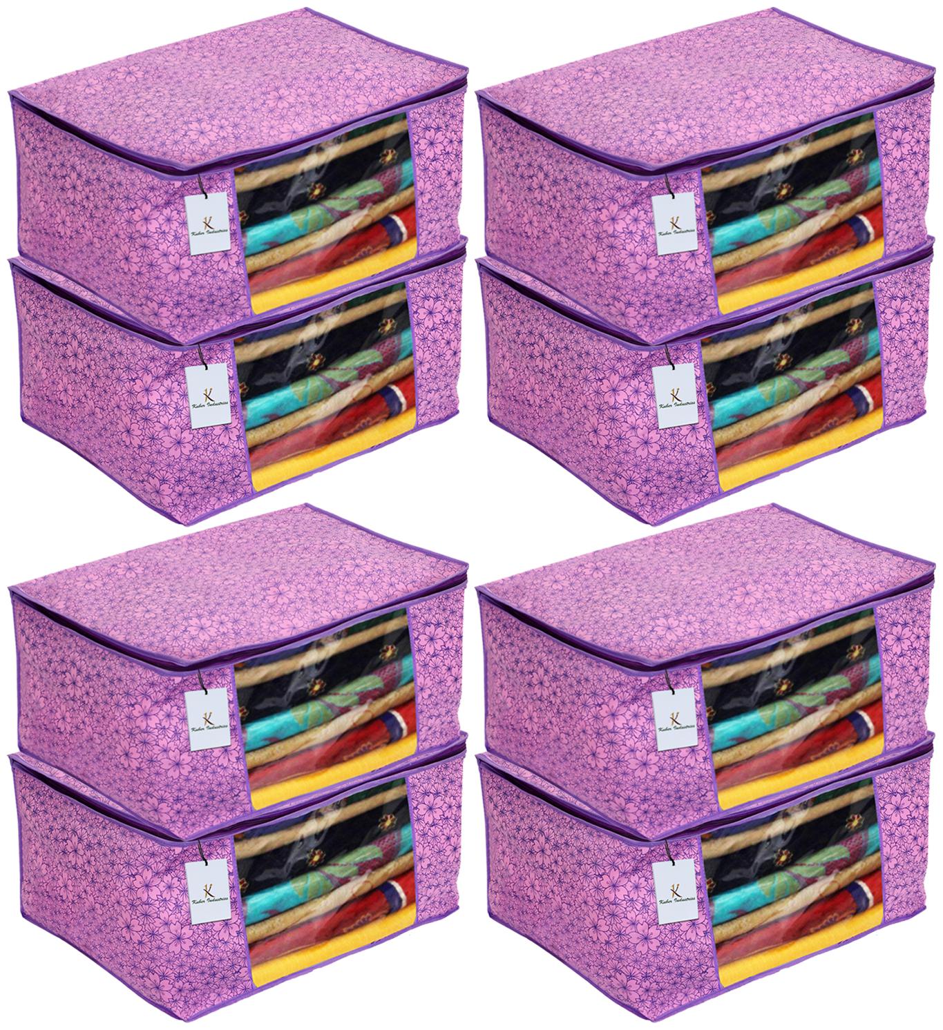 

Kuber Industries Metalic Flower Design 8 pc Non Woven Saree Cover Large(Pink Purple) - CTHH16276