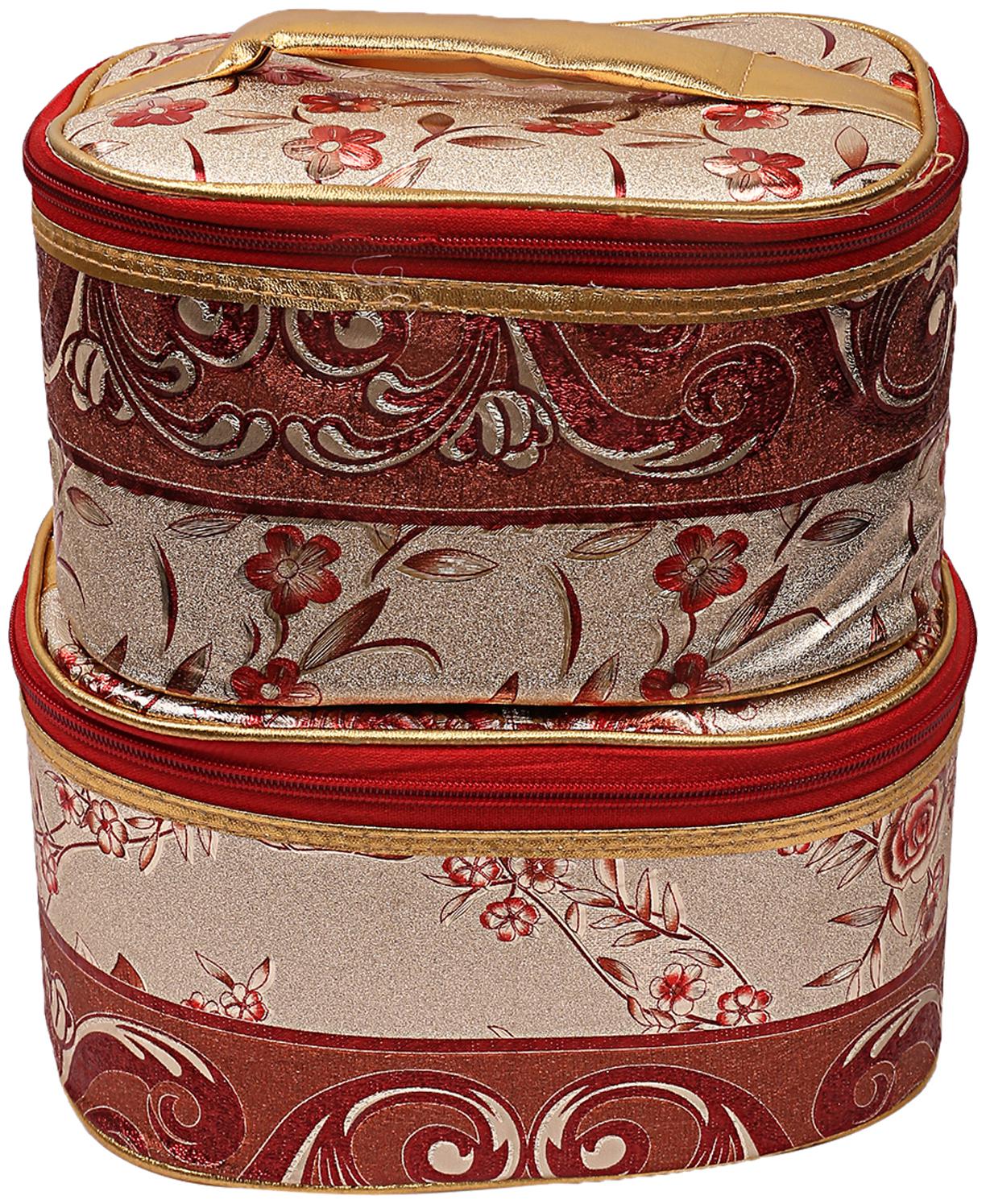 

Kuber Industries Rexine 2 pcs Multipurpose Make up Kit (Gold) - CTHH11102