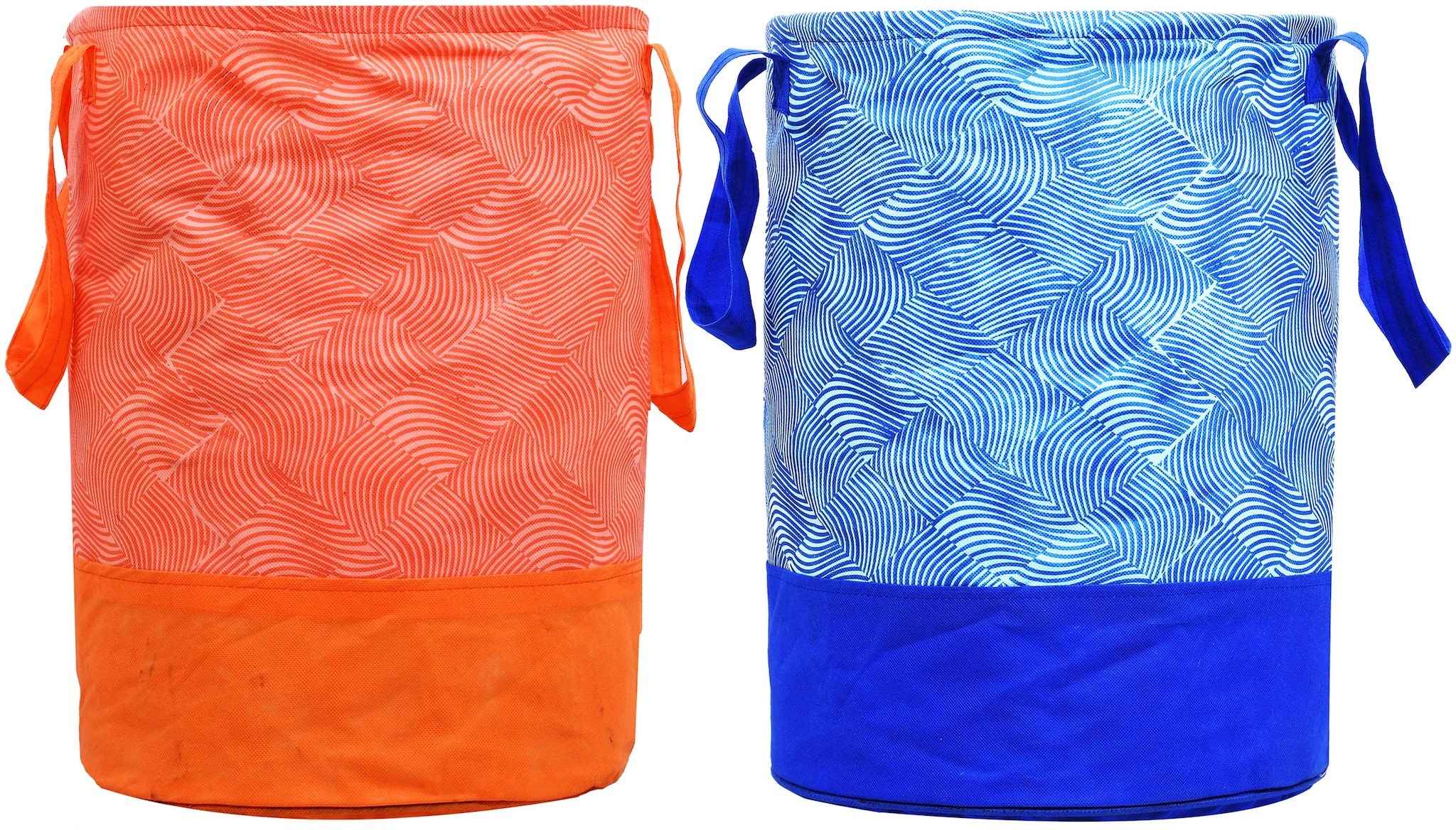 

Kuber Industries Fabric Blue Orange Laundry Basket ( Set of 2 )