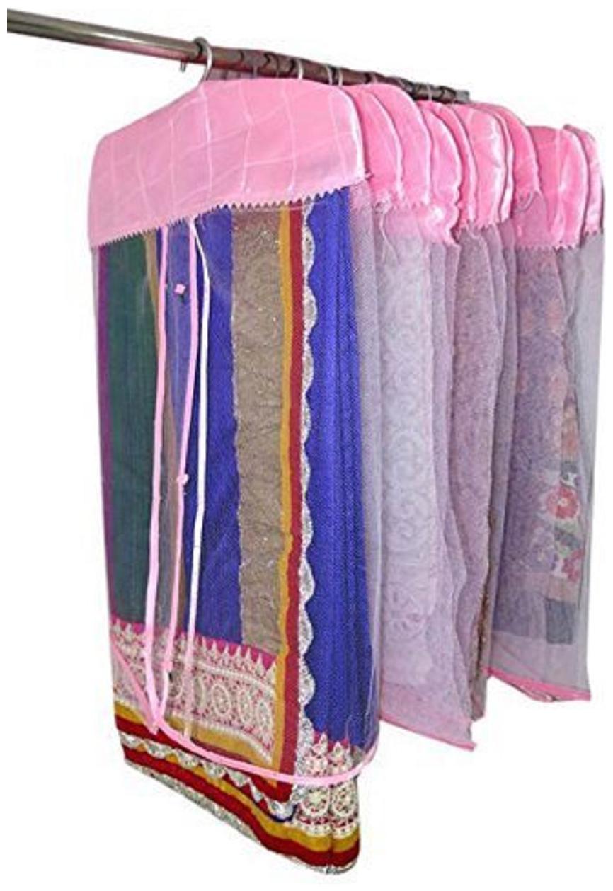 

Kuber Industries Hanging Saree Cover (Set of 12 )- Pink Satin CTHH19394