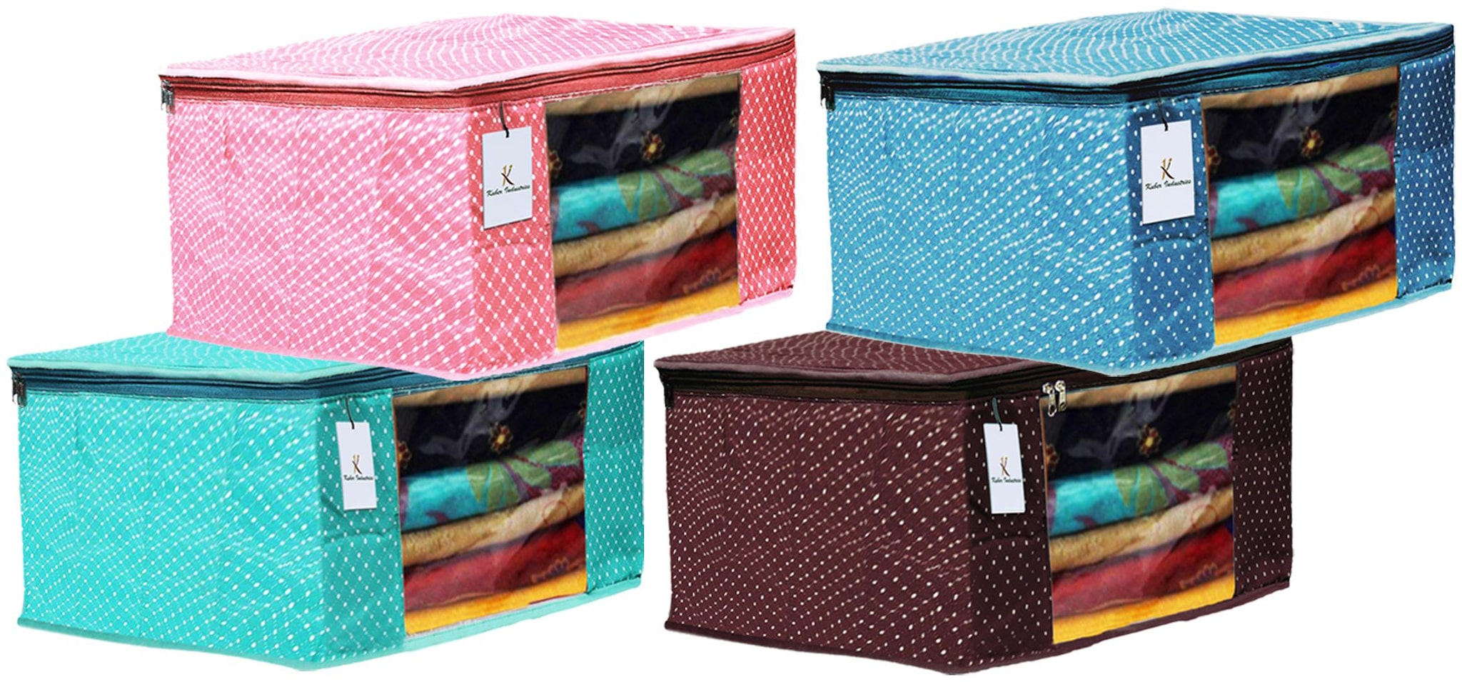 

Kuber Industries Polka Dots 4 pcs Cotton 3 Layered Quilted Saree Cover (Green Brown Peach Sky Blue) - CTHH14959