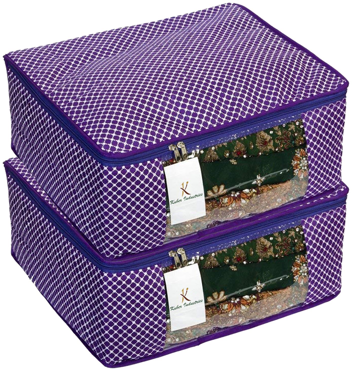 

Kuber Industries Cotton 2 Pcs Hathkadi Print Saree Cover (Purple) CTHH11375