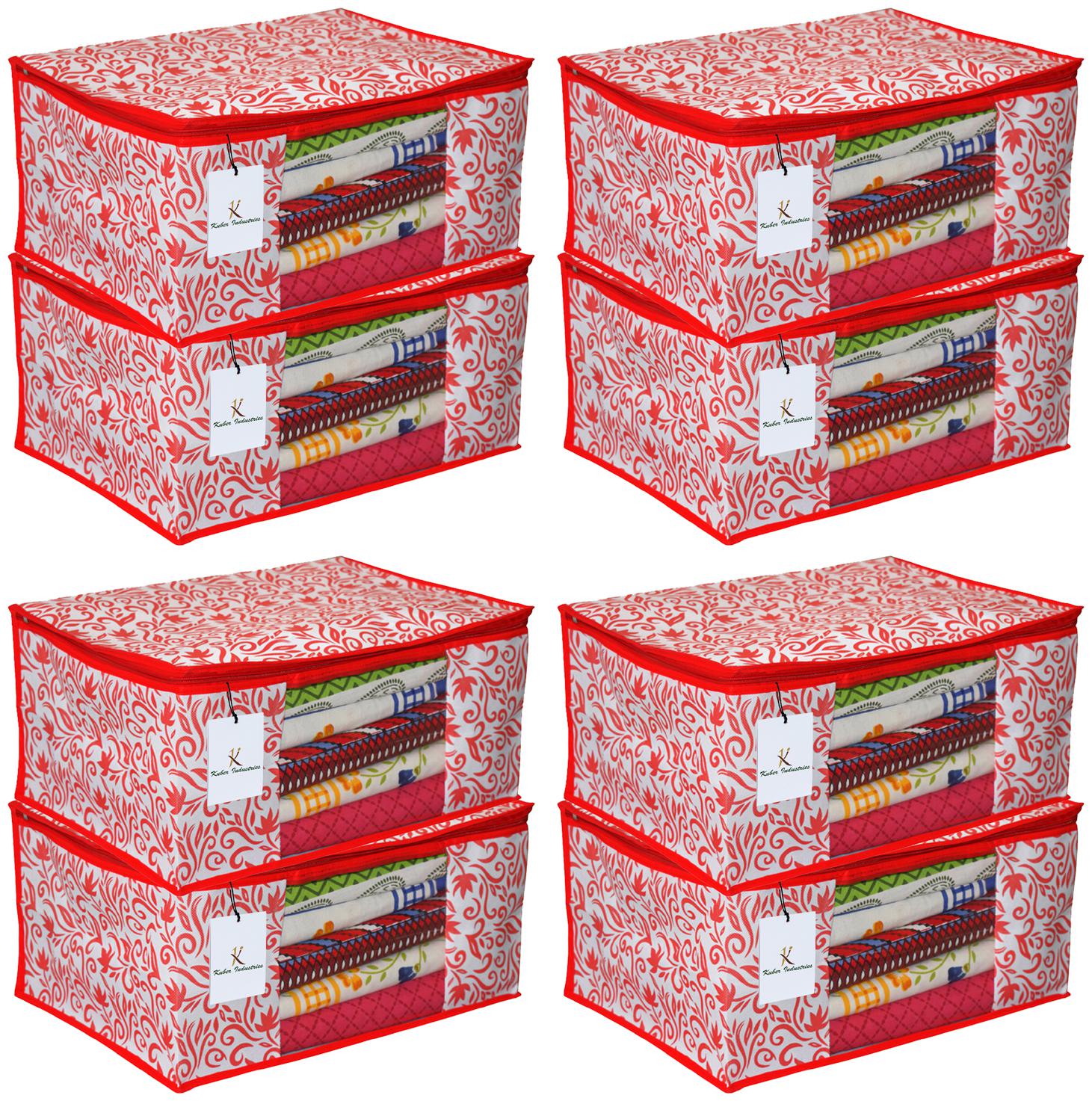 

Kuber Industries 8 pcs Non-Woven Extra Large Saree Cover (Red)- CTHH11559