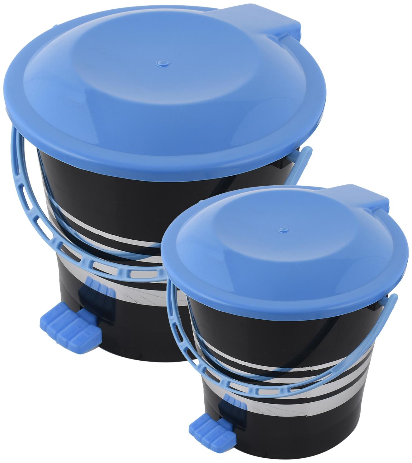 

Kuber Industries 2 pcs Plastic Dustbin Garbage Bin with Handle 5 L 10 L (Blue) - CTHH17433