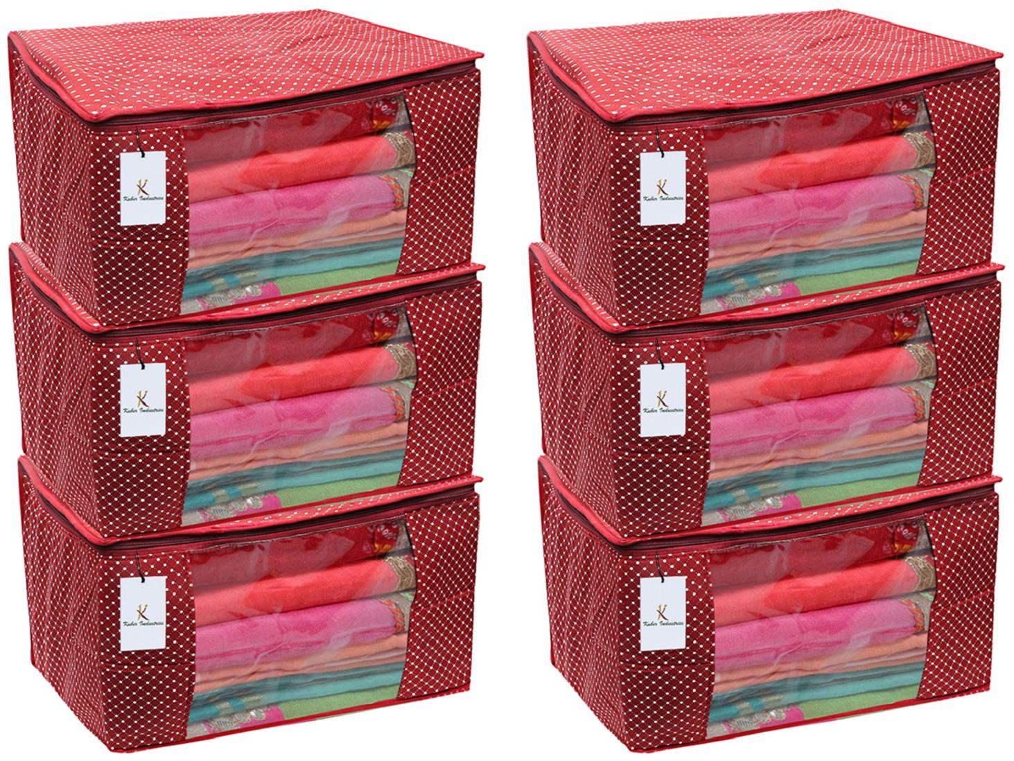 

Kuber Industries Cotton 6 Pieces Three Layer Quilted Extra Large Saree Cover (Maroon)- CTHH20082