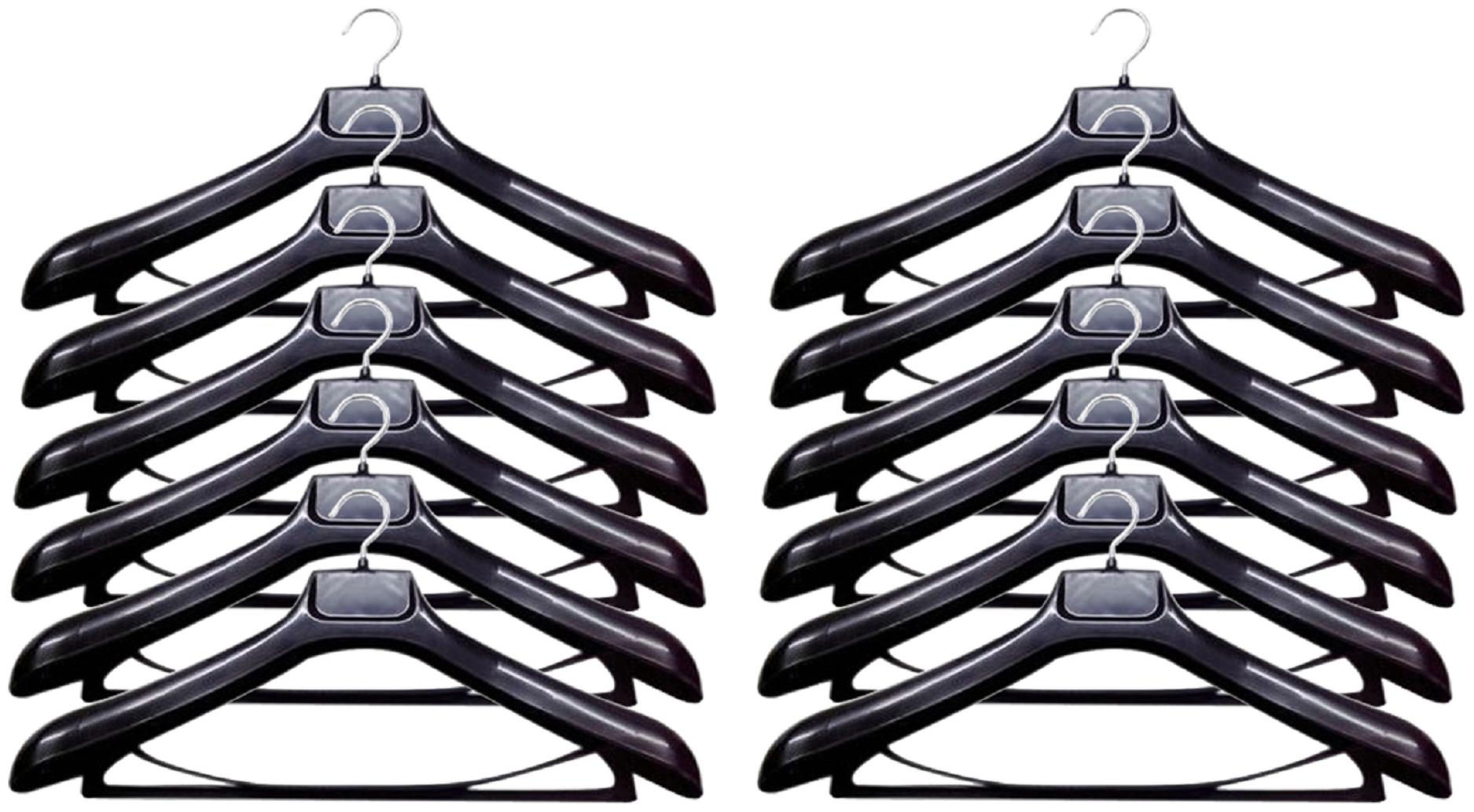 

Kuber Industries Plastic 12 pcs Hangers for Wardrobe 19 Inches 47x22x7 CM-(Black) CTHH10198
