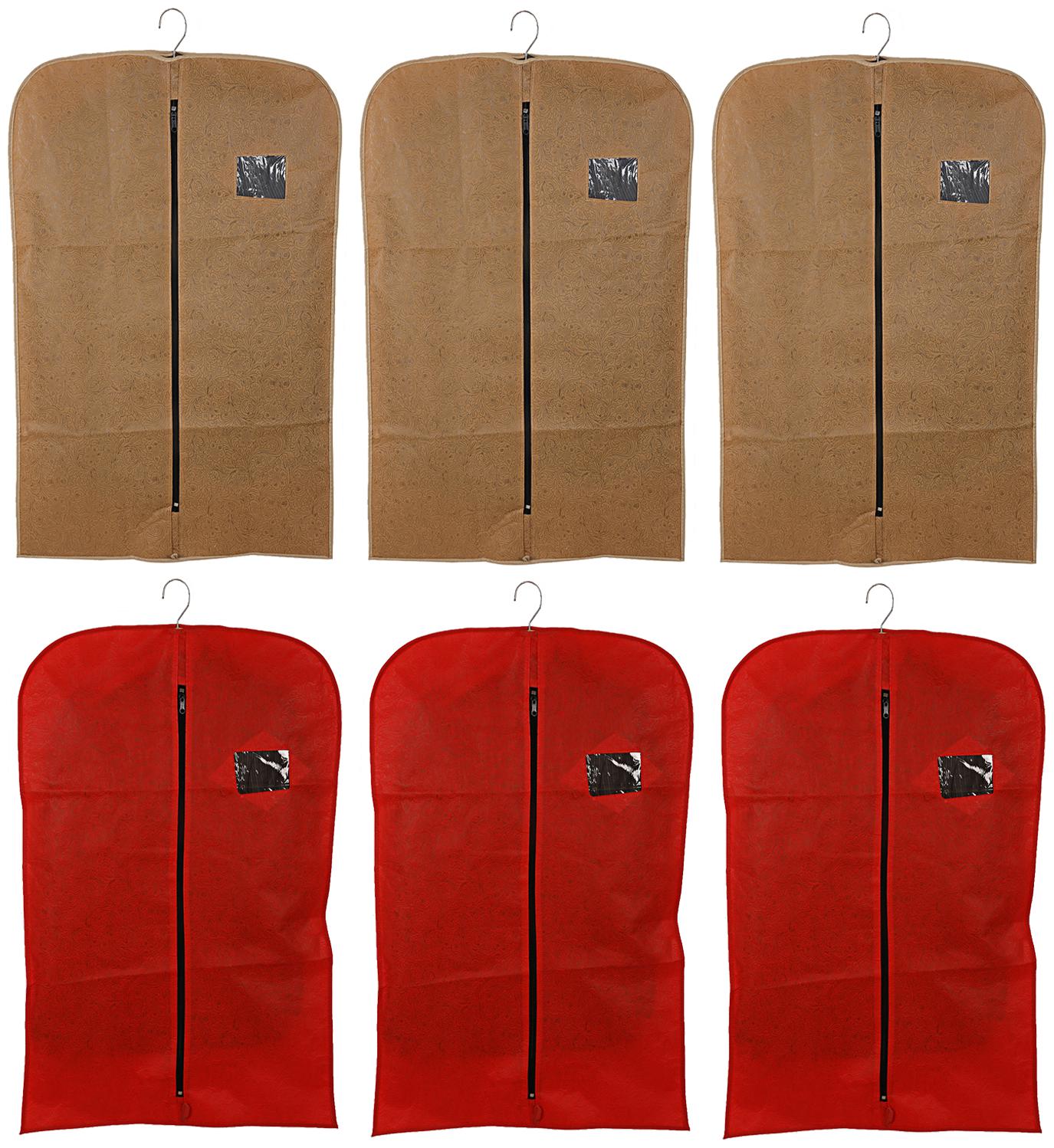 

Kuber Industries Non woven 6 pcs Men s Coat Blazer Cover (Red Brown) - CTHH10851