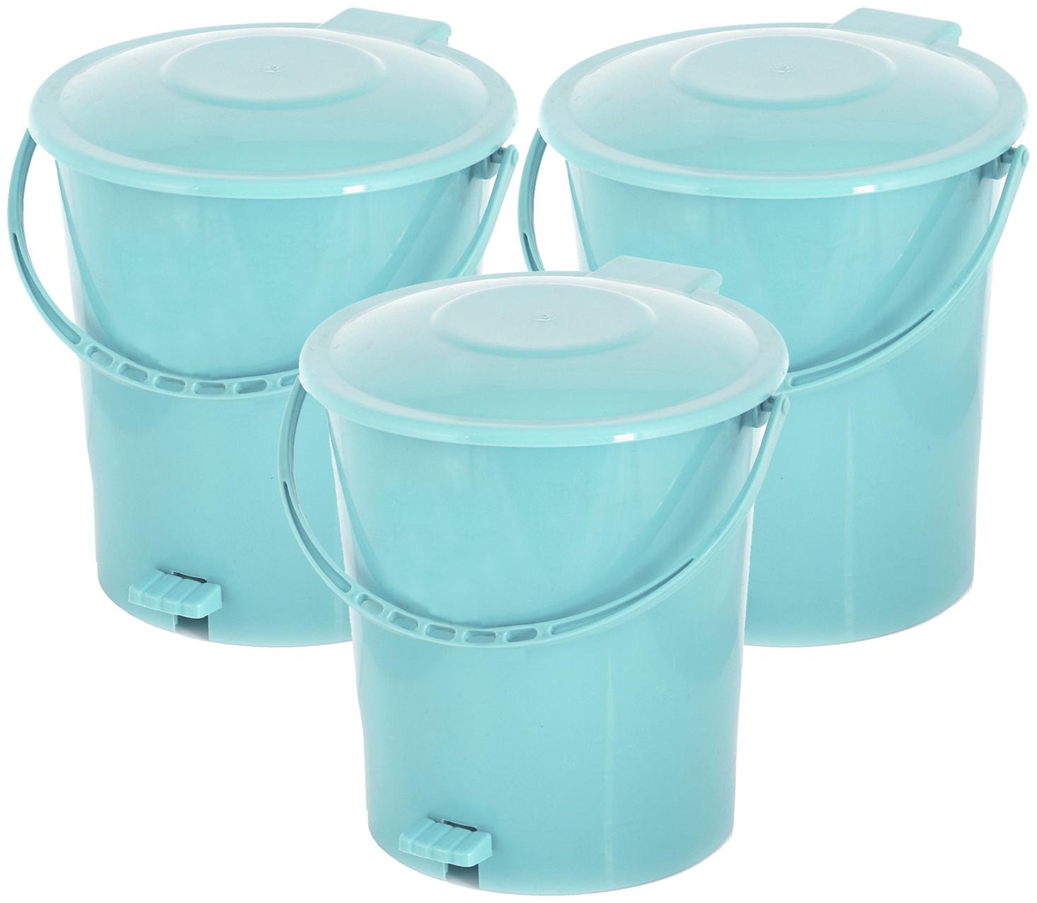 

Kuber Industries 3 pcs Plastic Dustbin Garbage Bin with Handle 10 L (Light Green) - CTHH16375