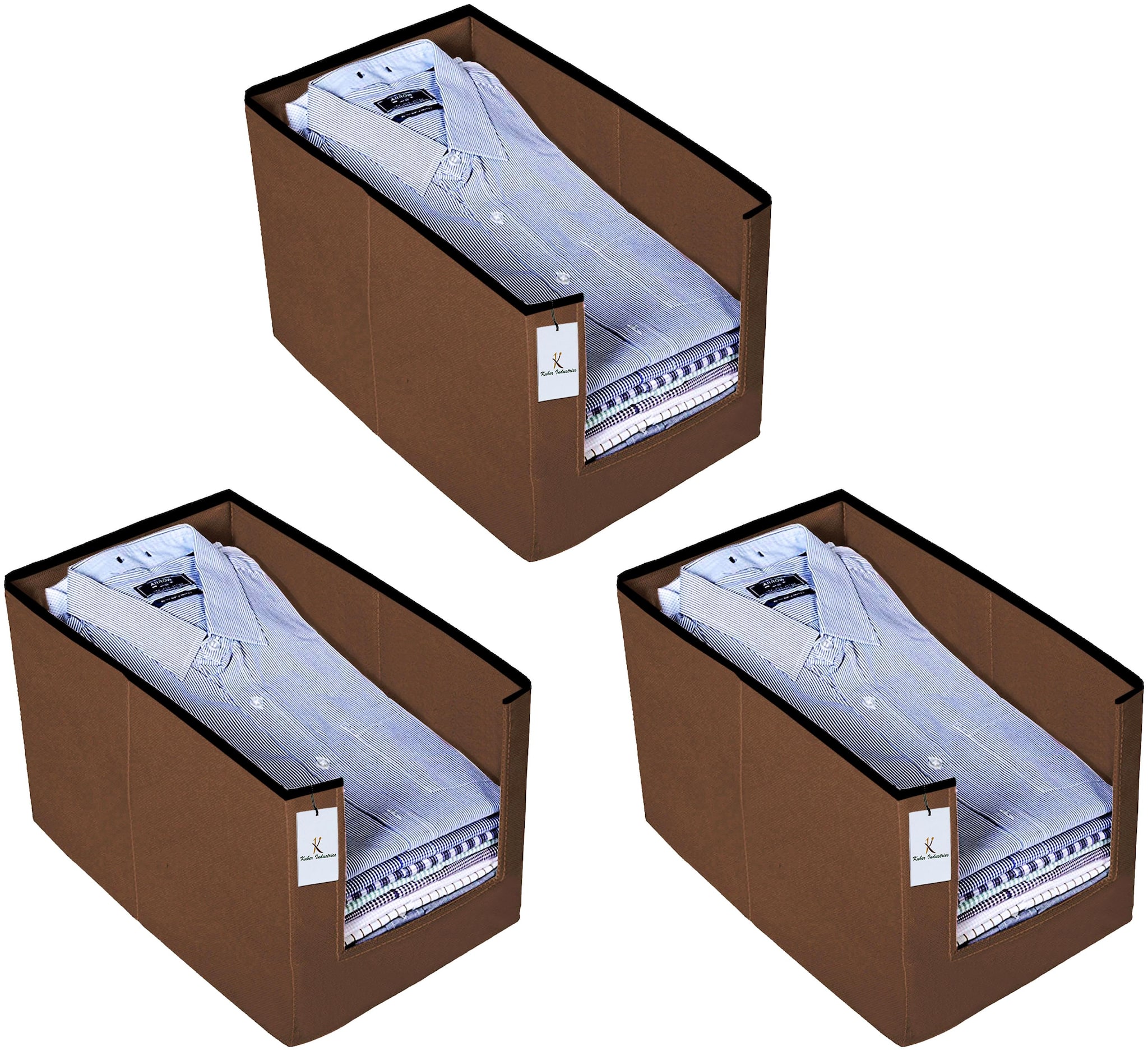 

Kuber Industries 3 Piece Non Woven Shirt Stacker Wardrobe Organizer Set Brown-CTLTC31837 CTHH22545