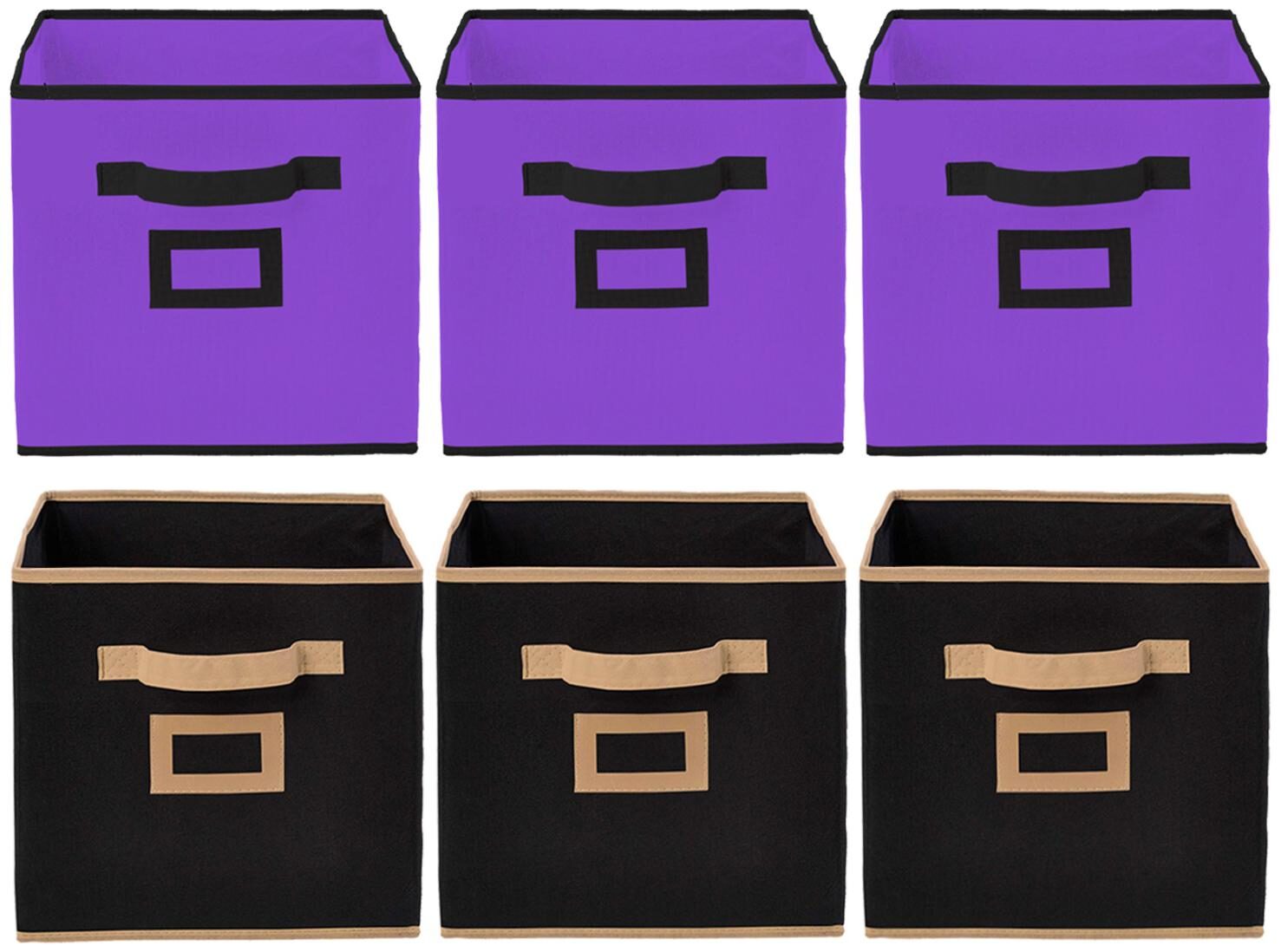

Kuber Industries Non Woven 6 pcs Large Foldable Storage Organiser Cubes Boxes (Black Purple) - CTHH17006