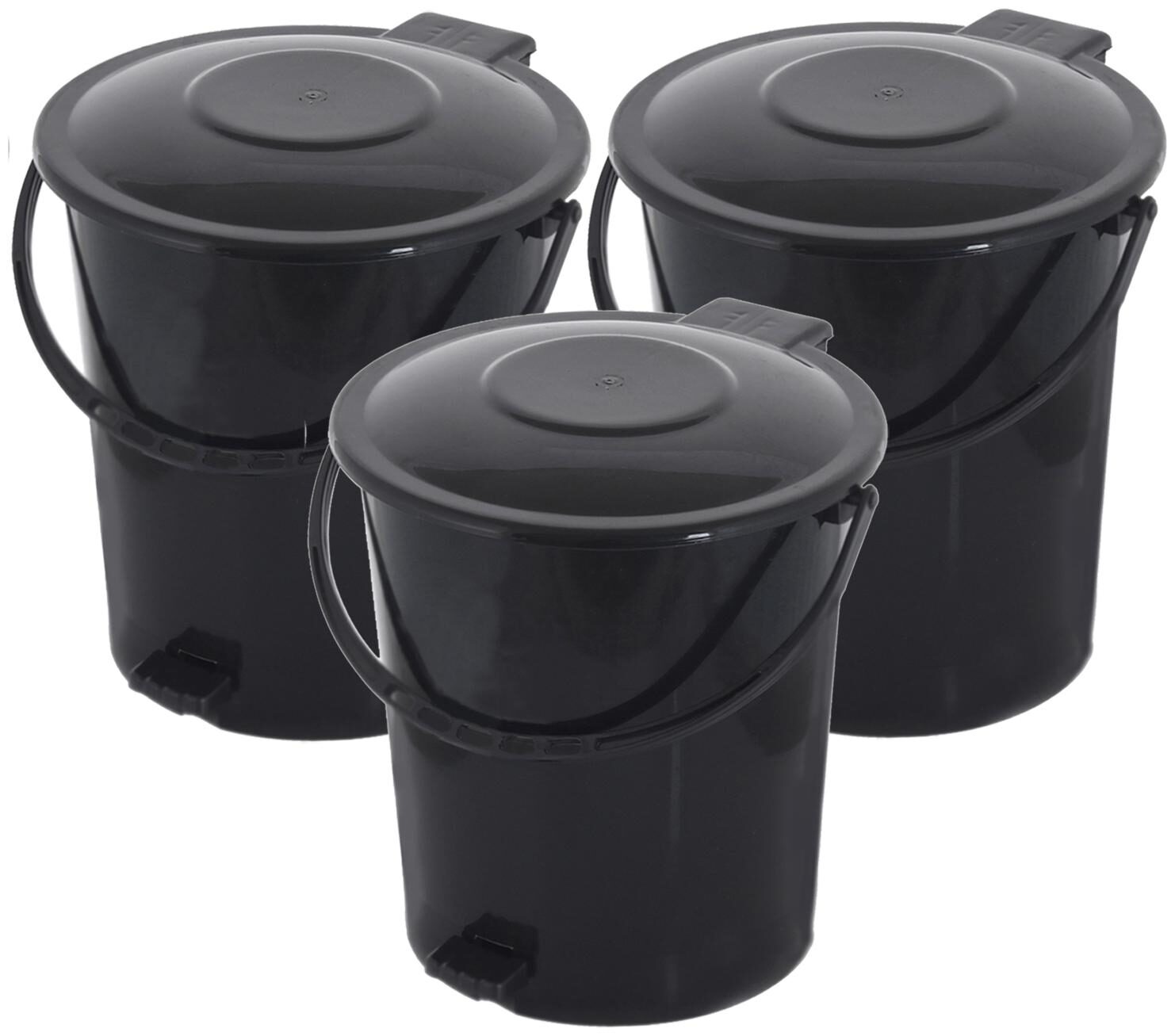 

Kuber Industries 3 pcs Plastic Dustbin Garbage Bin with Handle 10 L (Black) - CTHH16357