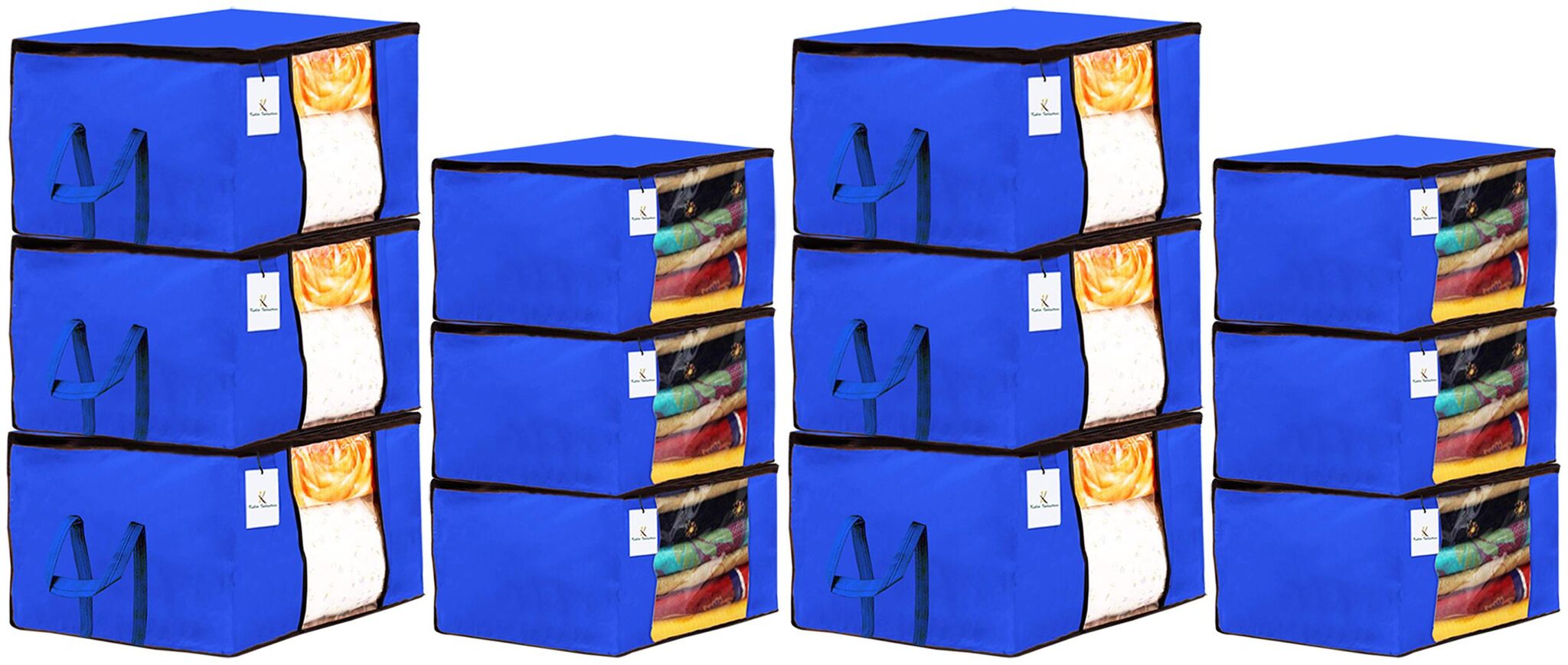 

Kuber Industries Non Woven 6 pcs Saree Cover And 6 pcs Underbed Storage Bag Cloth Organizer For Storage Blanket Cover Combo Set (Royal Blue) - CTHH17880
