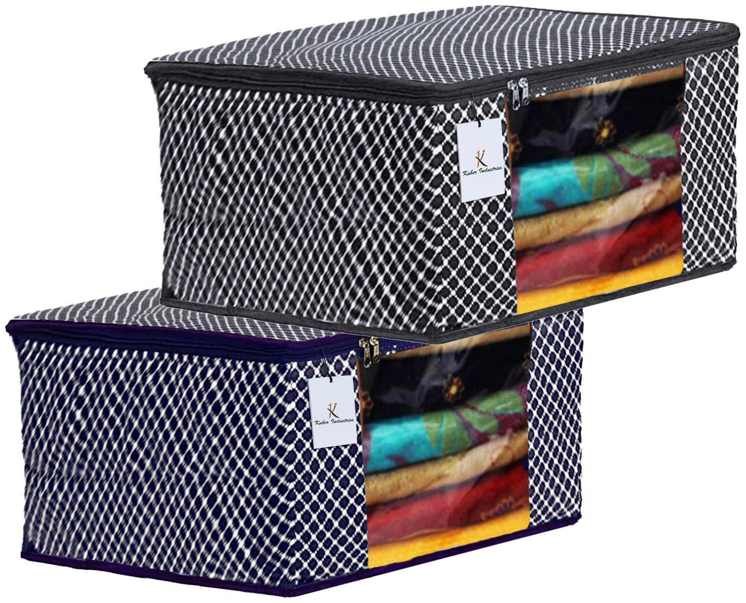 

Kuber Industries Polka Dots 2 pcs Cotton 3 Layered Quilted Saree Cover (Blue Black) - CTHH14871
