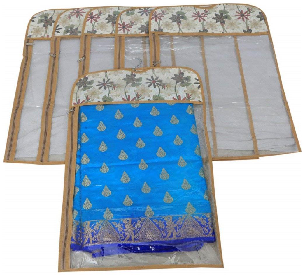 

Kuber IndustriesTM Hanging Saree Cover In Transparent Sheet With Side Zip Closure - 6 pcs Set (Brown) KI19361 CTHH19402