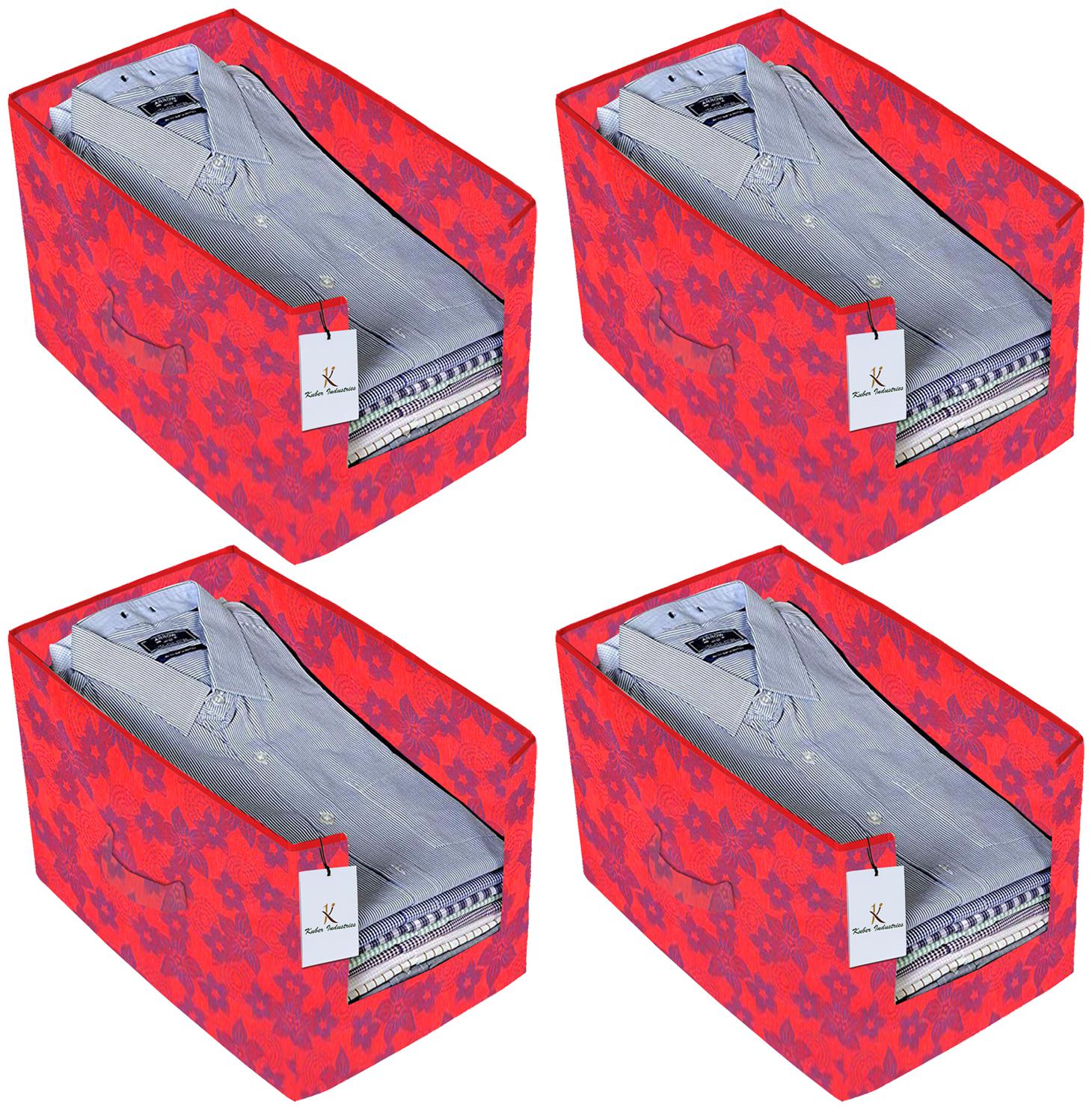 

Kuber Industries Metalic Printed 4 pc Non Woven Shirt Stacker Wardrobe Organizer Set (Red) - CTHH16594