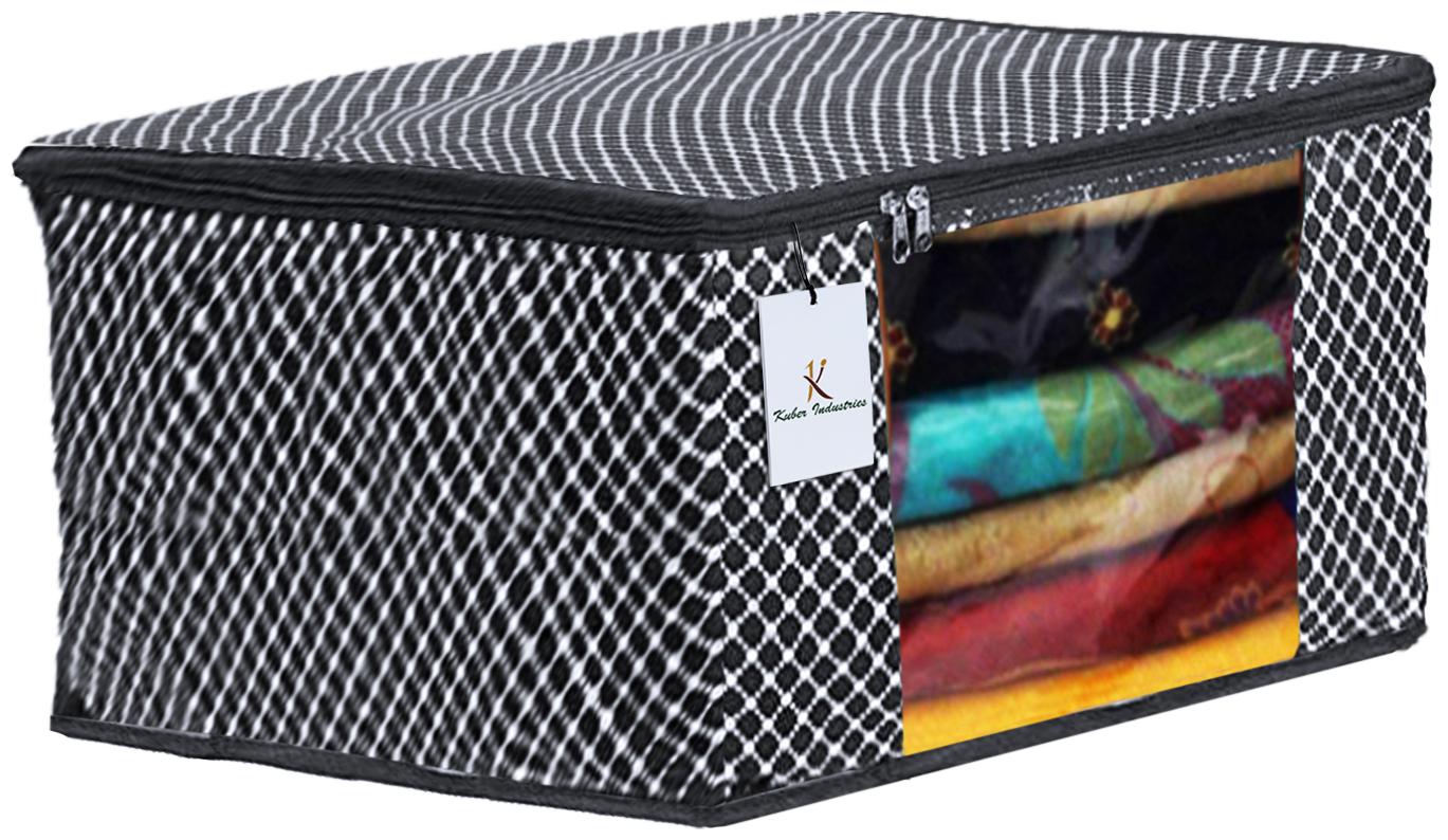 

Kuber Industries Polka Dots 1 pc Cotton 3 Layered Quilted Saree Cover (Black) - CTHH14811