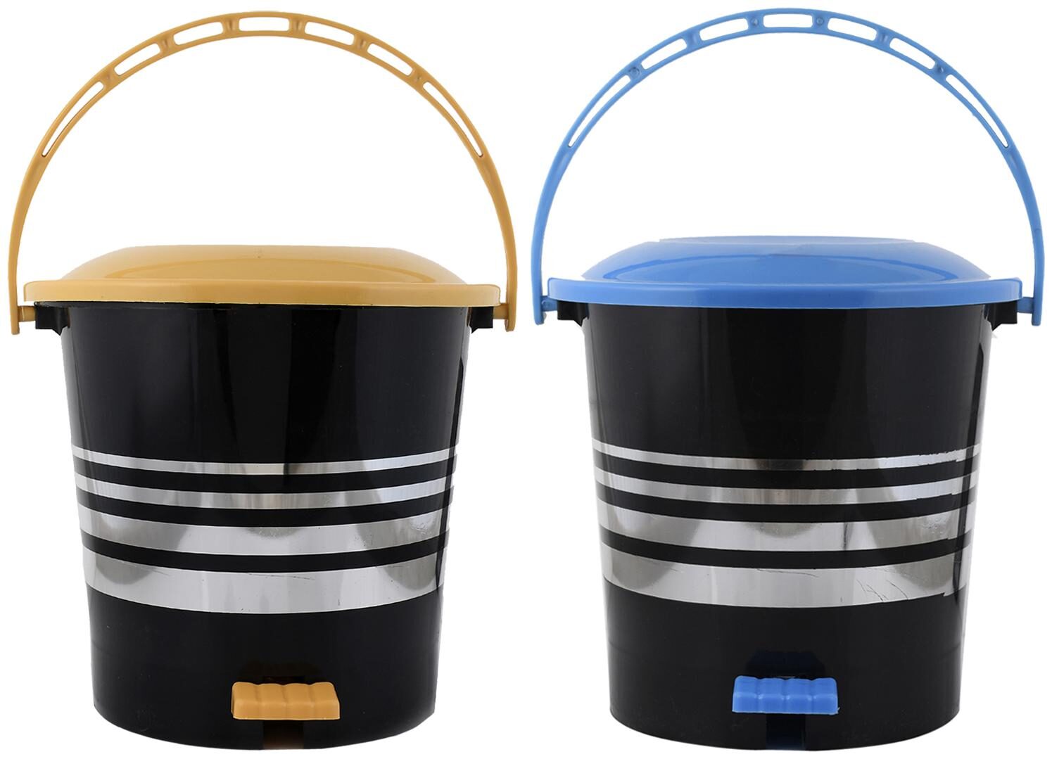 

Kuber Industries 2 pcs Plastic Dustbin Garbage Bin with Handle 10 L (Yellow Blue) - CTHH17413