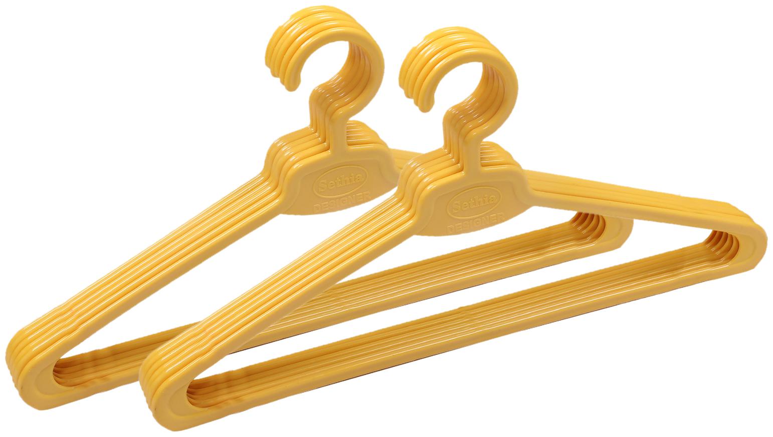 

Kuber Industries Plastic 12 pcs Hanger Set for wardrobe (Yellow) CTHH19517