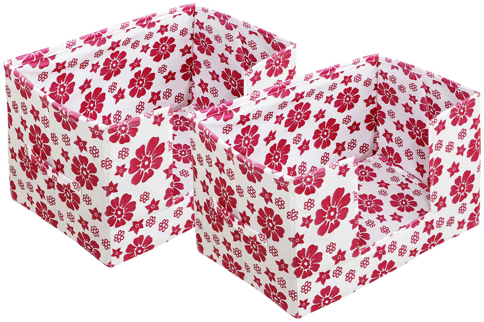 

Kuber Industries Flower Design 2 pcs Large Capacity Space Saver Closet Stackable and Foldable Saree Clothes Storage Bag Non-Woven Rectangle Cloth Saree Stacker Wardrobe Organizer (Pink) CTHH15669