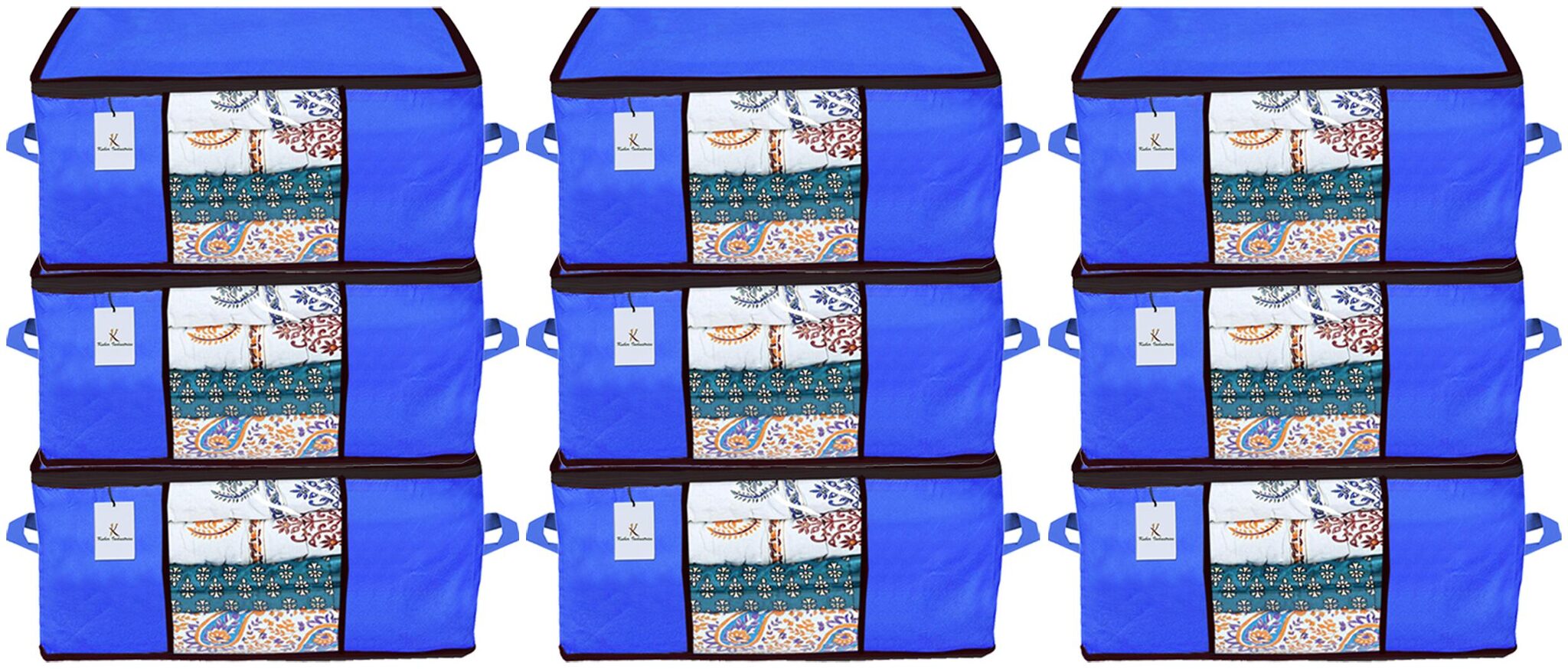 

Kuber Industries Underbed Storage Bag Storage Organiser Blanket Cover Set of 9- Royal Blue Extra Large Size CTHH14311
