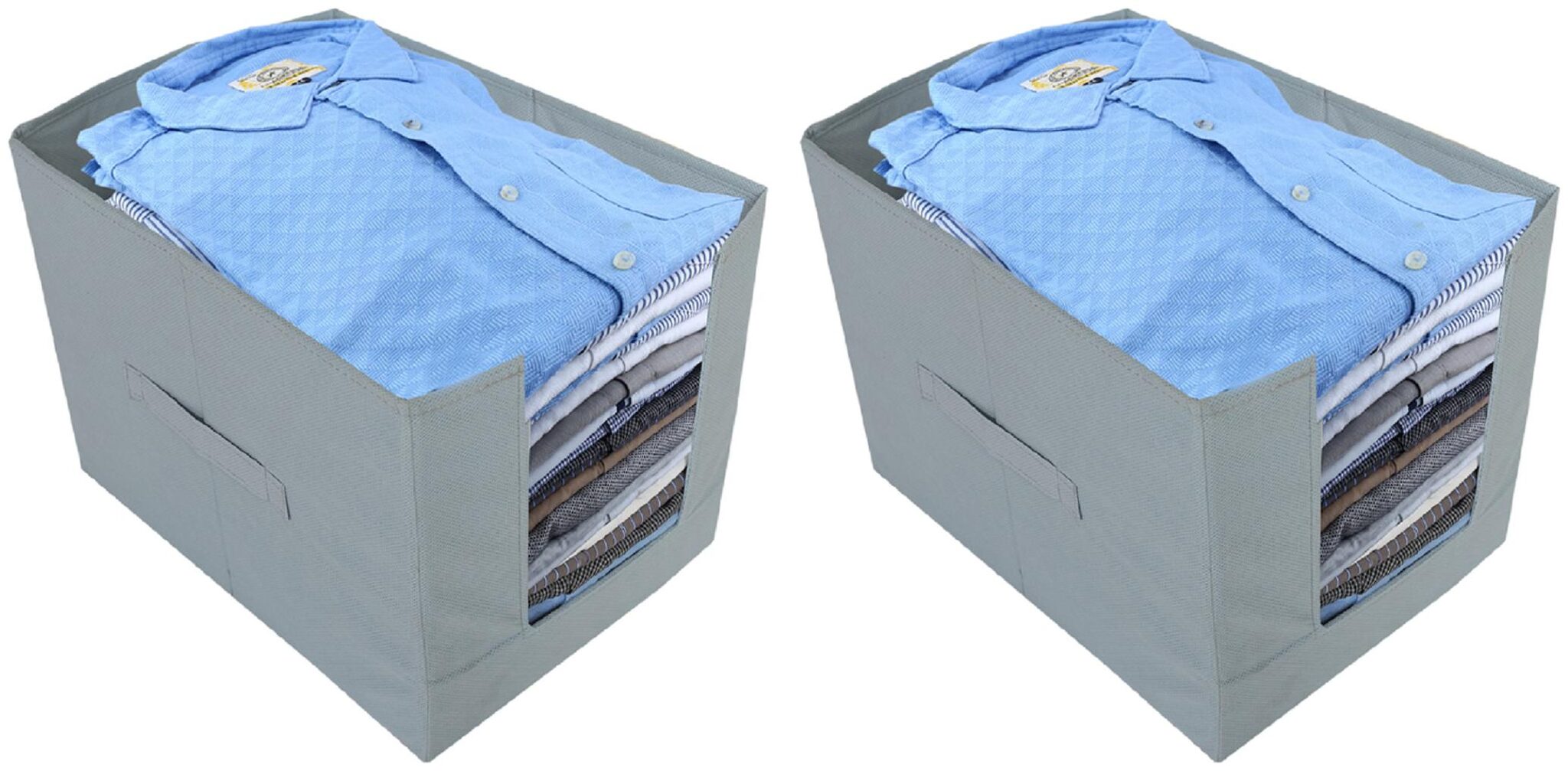 

Kuber Industries Non-Woven 2 pcs Shirt Stacker Wardrobe Organizer (Grey) CTHH11813