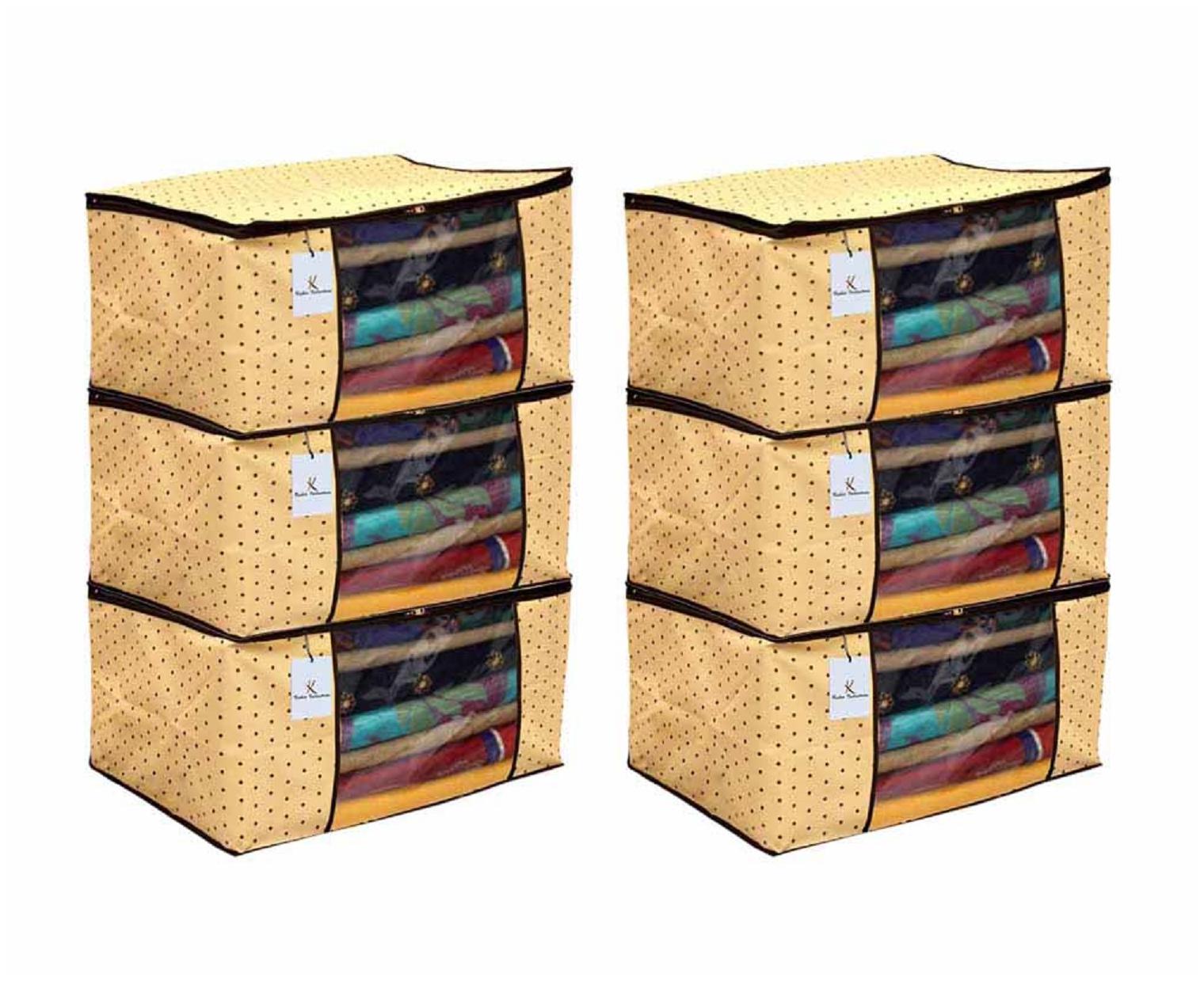 

Kuber Industries 6 pc Non Woven Saree Cover Set Ivory Large Size CTHH11692