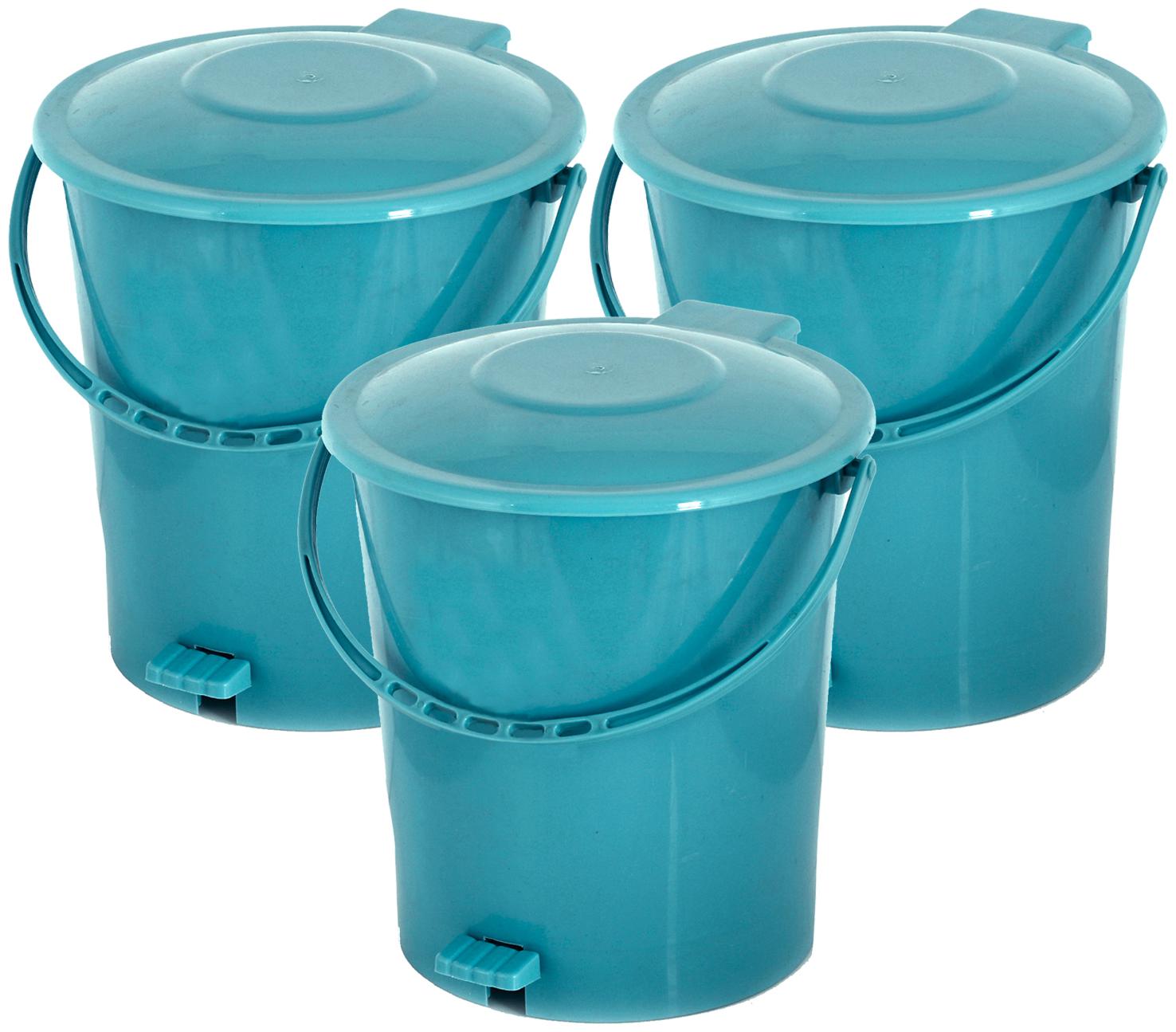 

Kuber Industries 3 pcs Plastic Dustbin Garbage Bin with Handle 10 L (Green) - CTHH16370