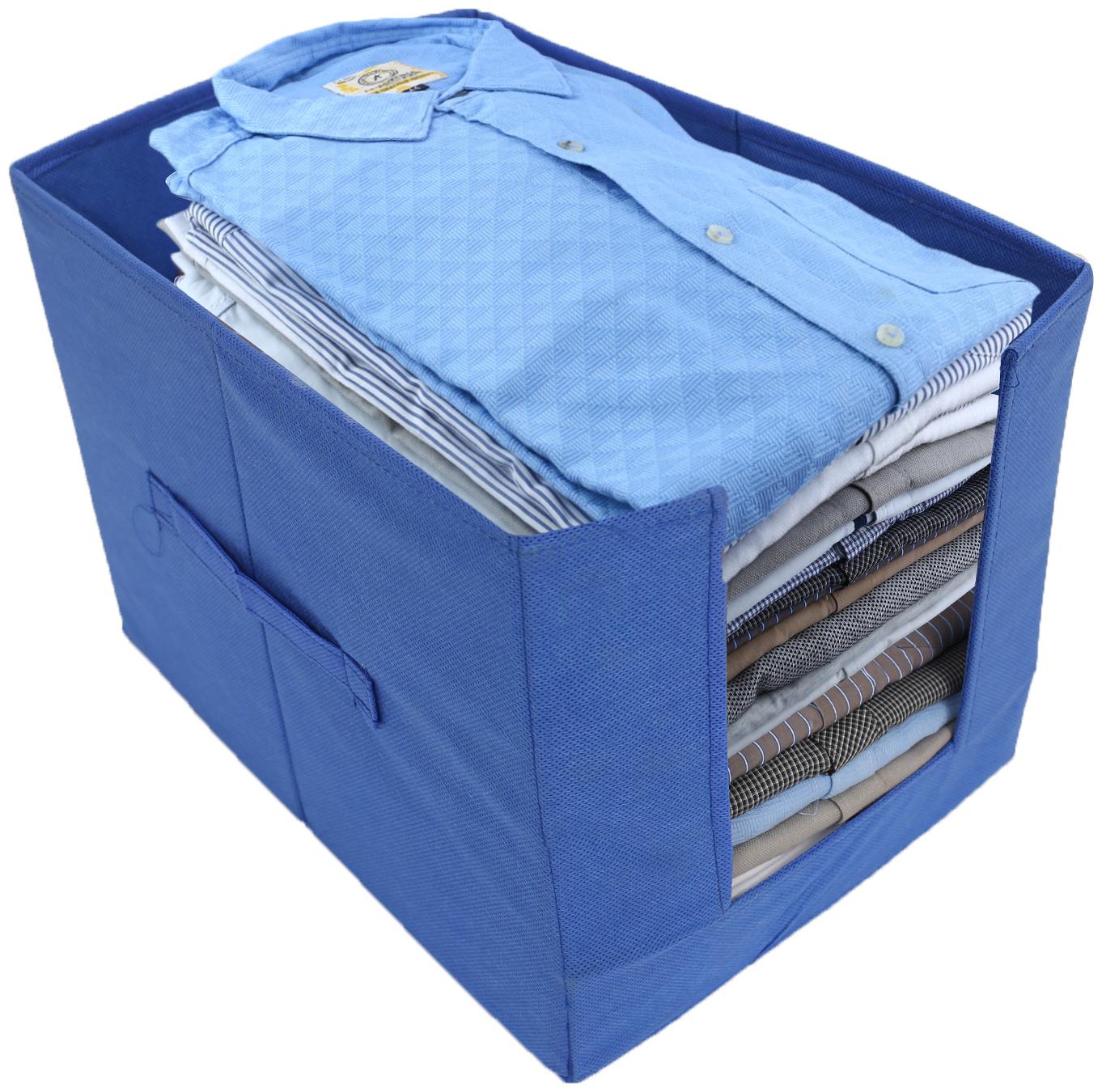 

Kuber Industries Non-Woven Shirt Stacker Wardrobe Organizer (Blue) CTHH11807