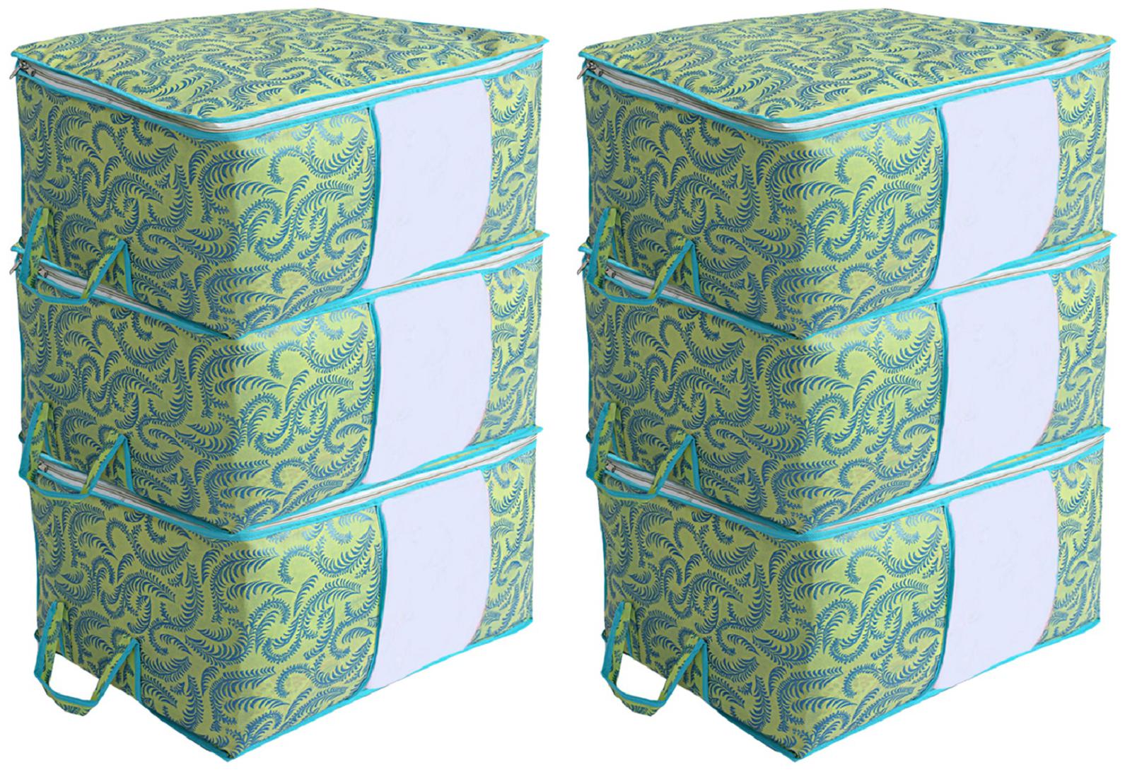 

Kuber Industries Non-Woven 6 pcs Underbed Storage Bag (Green) CTHH19112