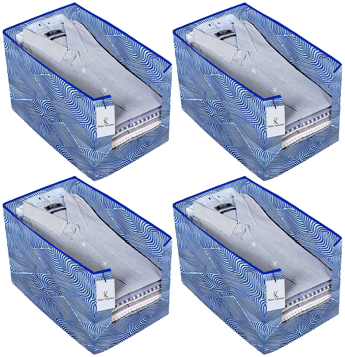 

Kuber Industries Laheriya Printed 4 pc Non Woven Shirt Stacker Wardrobe Organizer Set (Blue) - CTHH16816